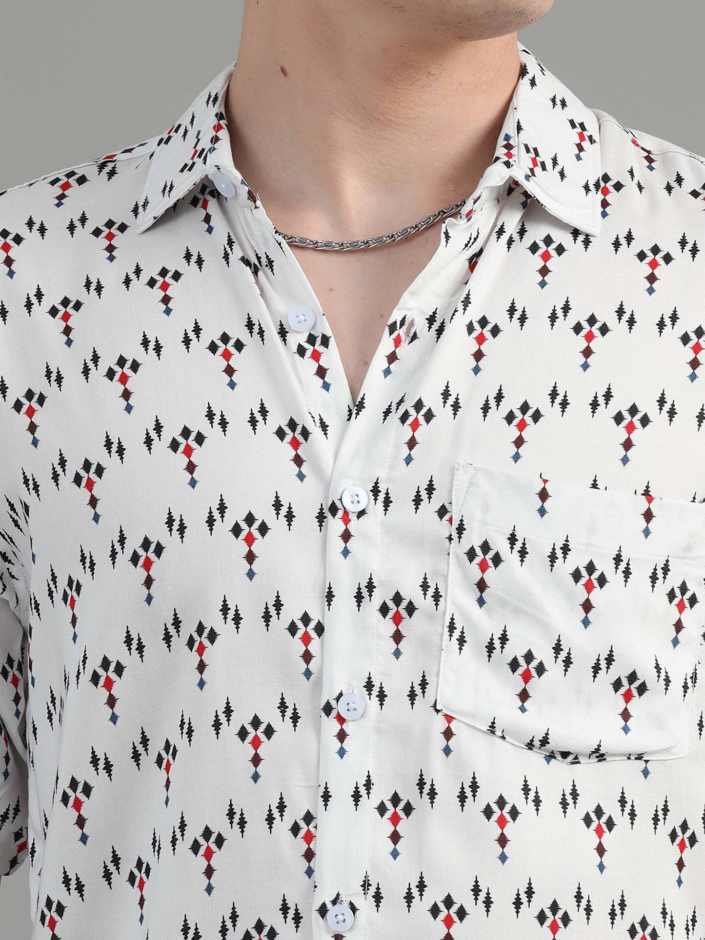 Beige Abstract Printed Shirt for men