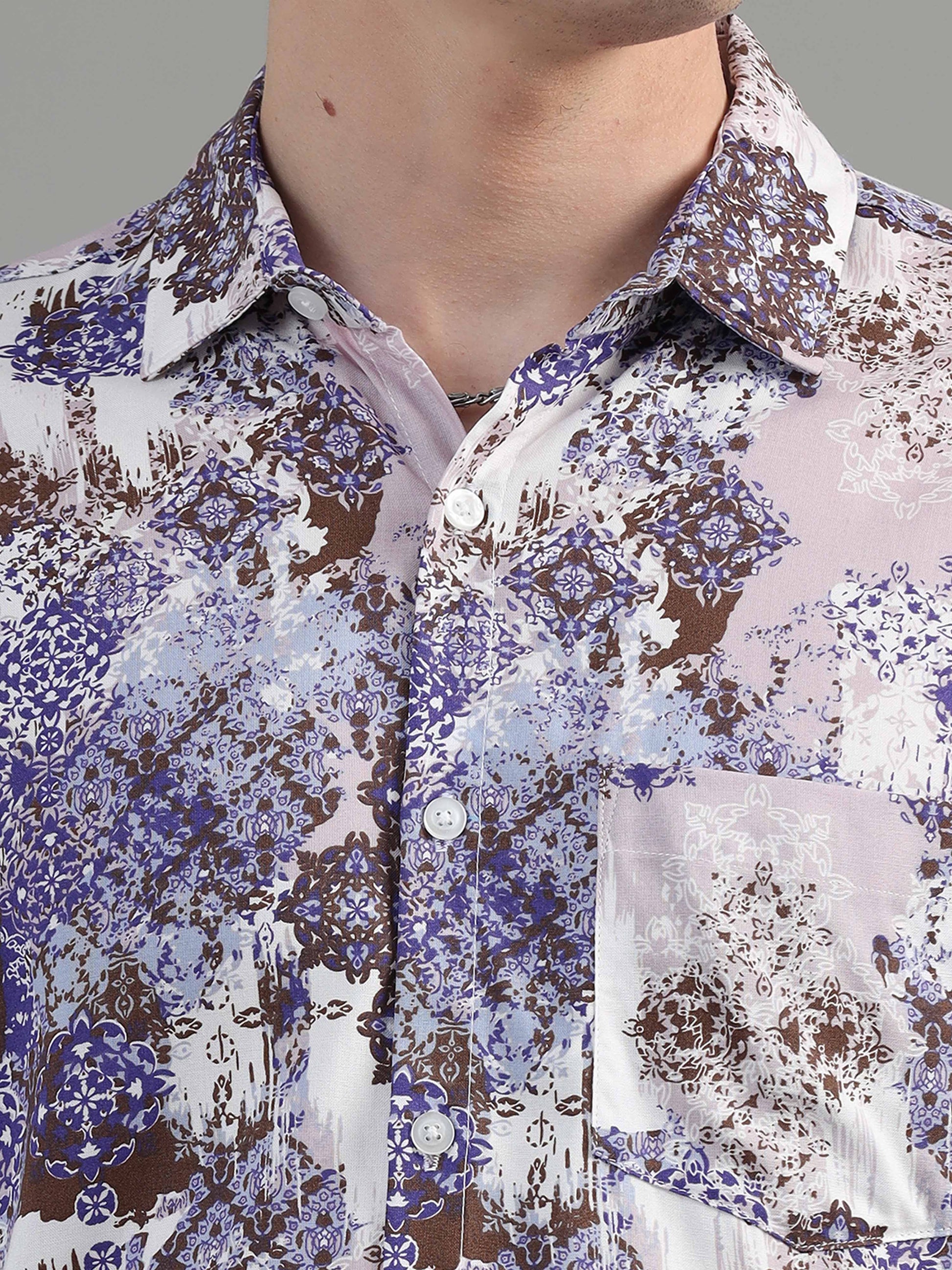 Floral print lavender shirt mens