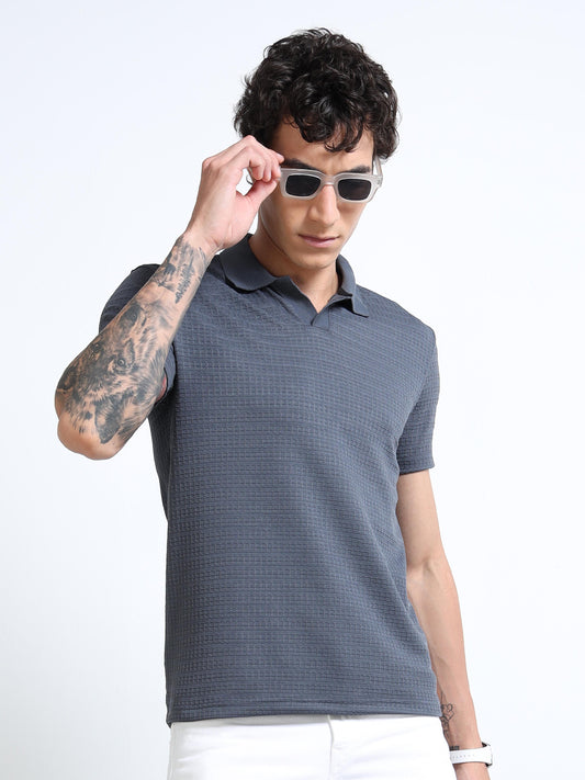Men’s Textured Knit Polo by Black Thread