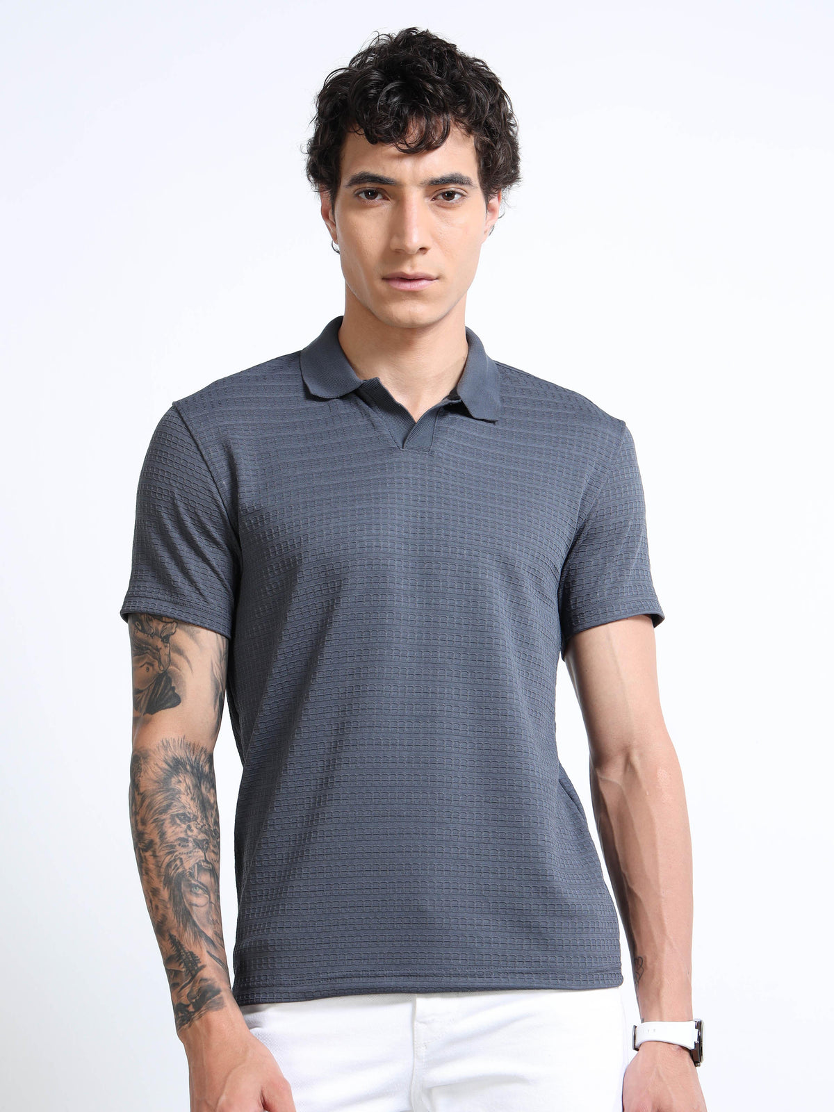Men’s Textured Knit Polo by Black Thread