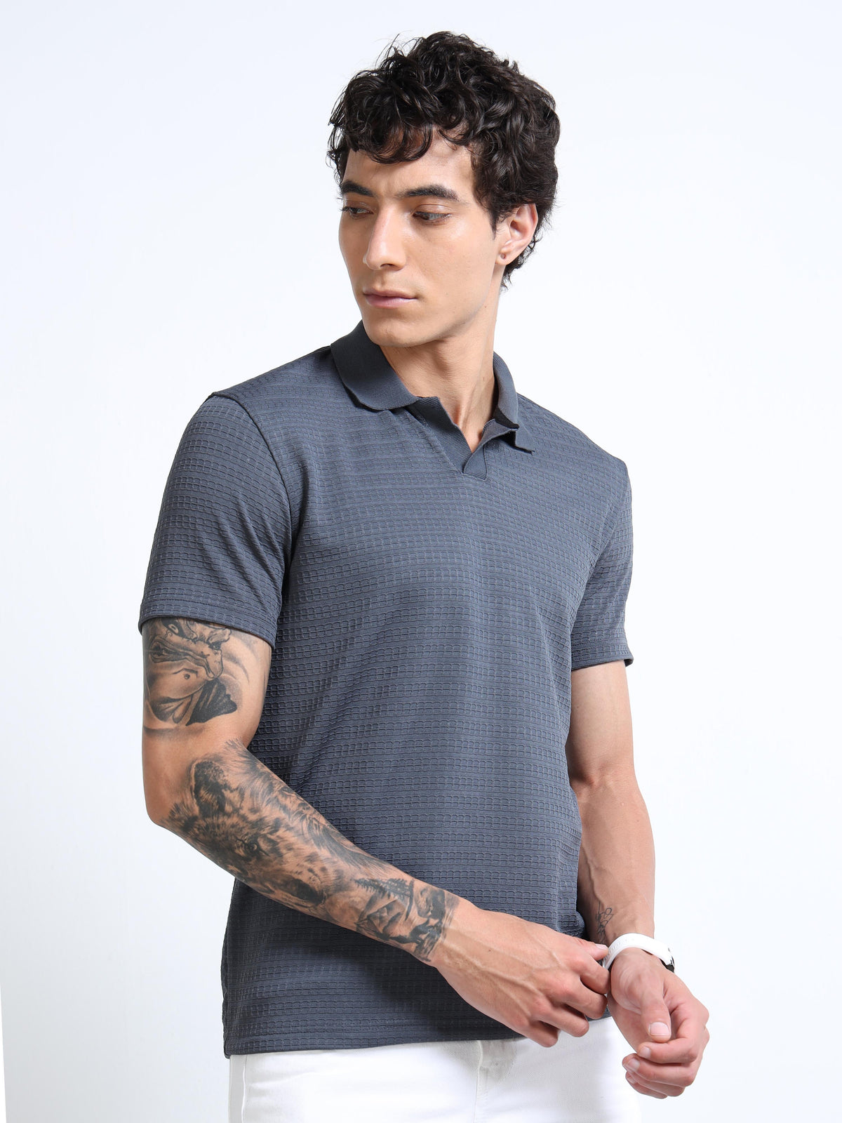 Men’s Textured Knit Polo by Black Thread