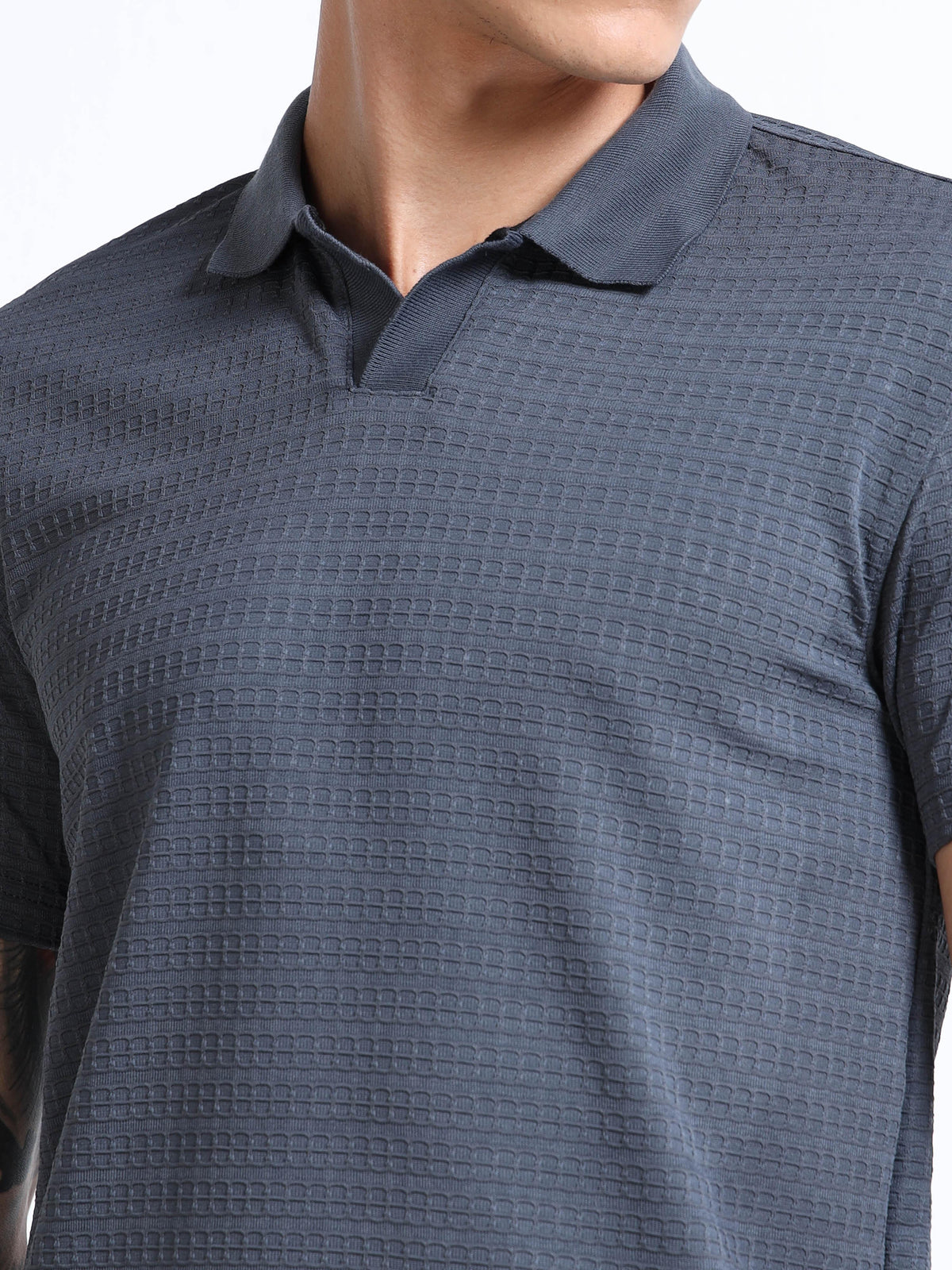 Men’s Textured Knit Polo by Black Thread