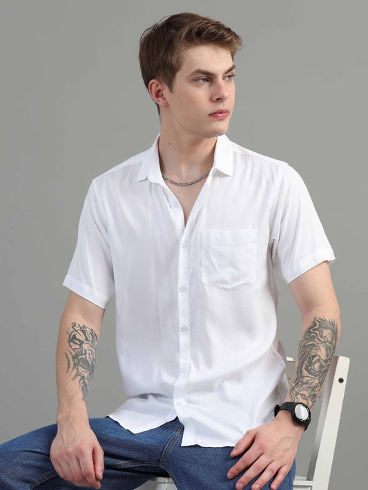 Classic White Solid Shirt for Men