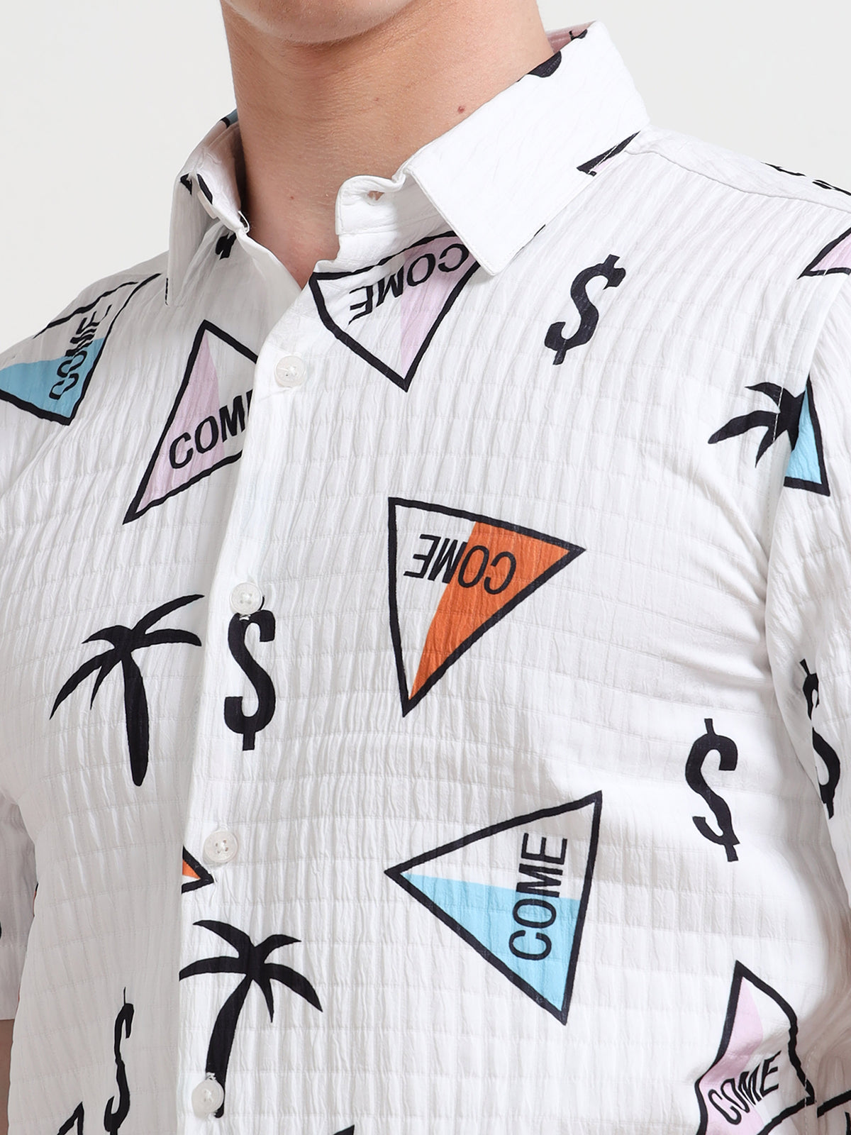 Half Sleeve White Dollar Shirt for Men