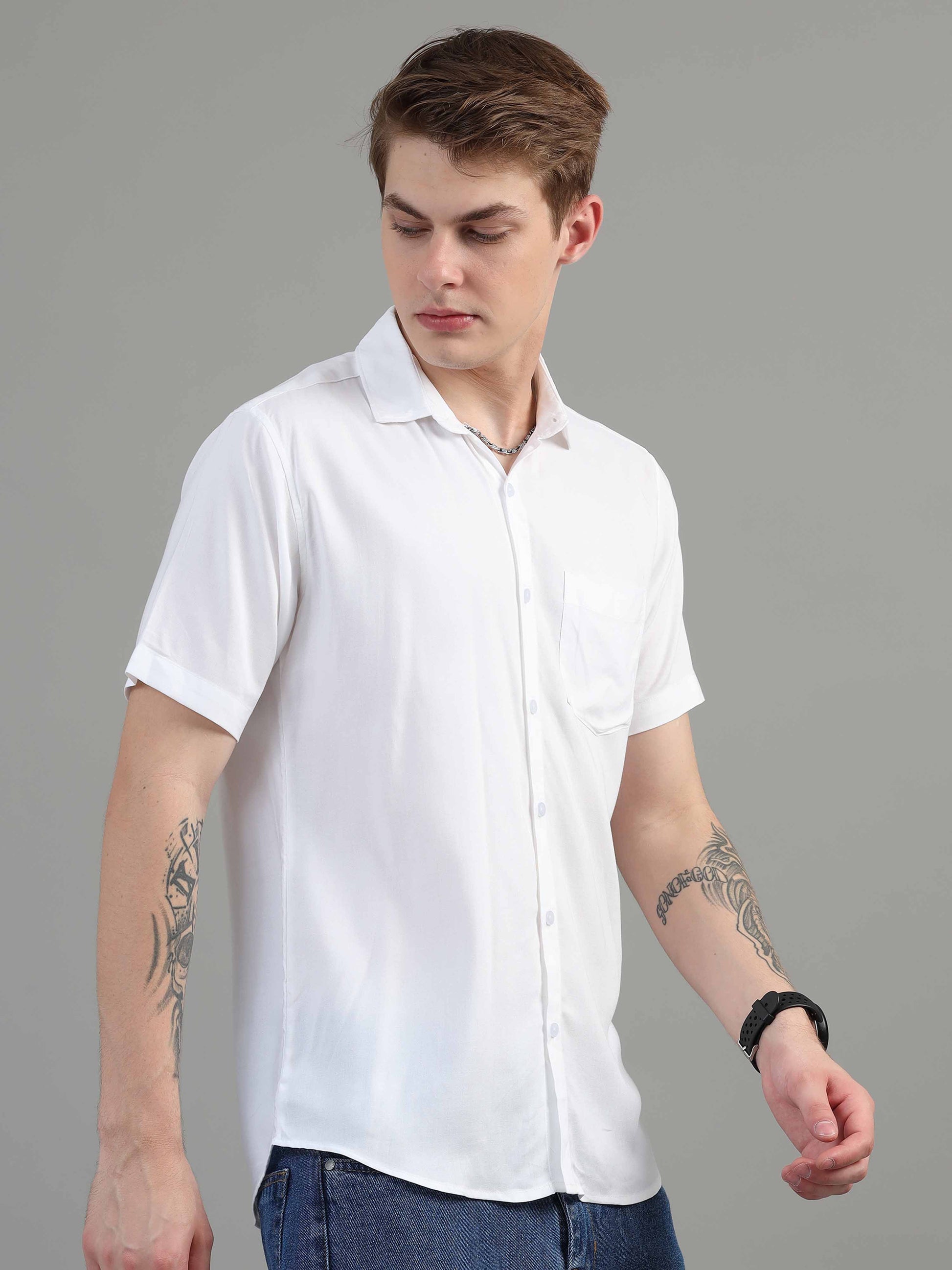 Classic White Solid Shirt for Men