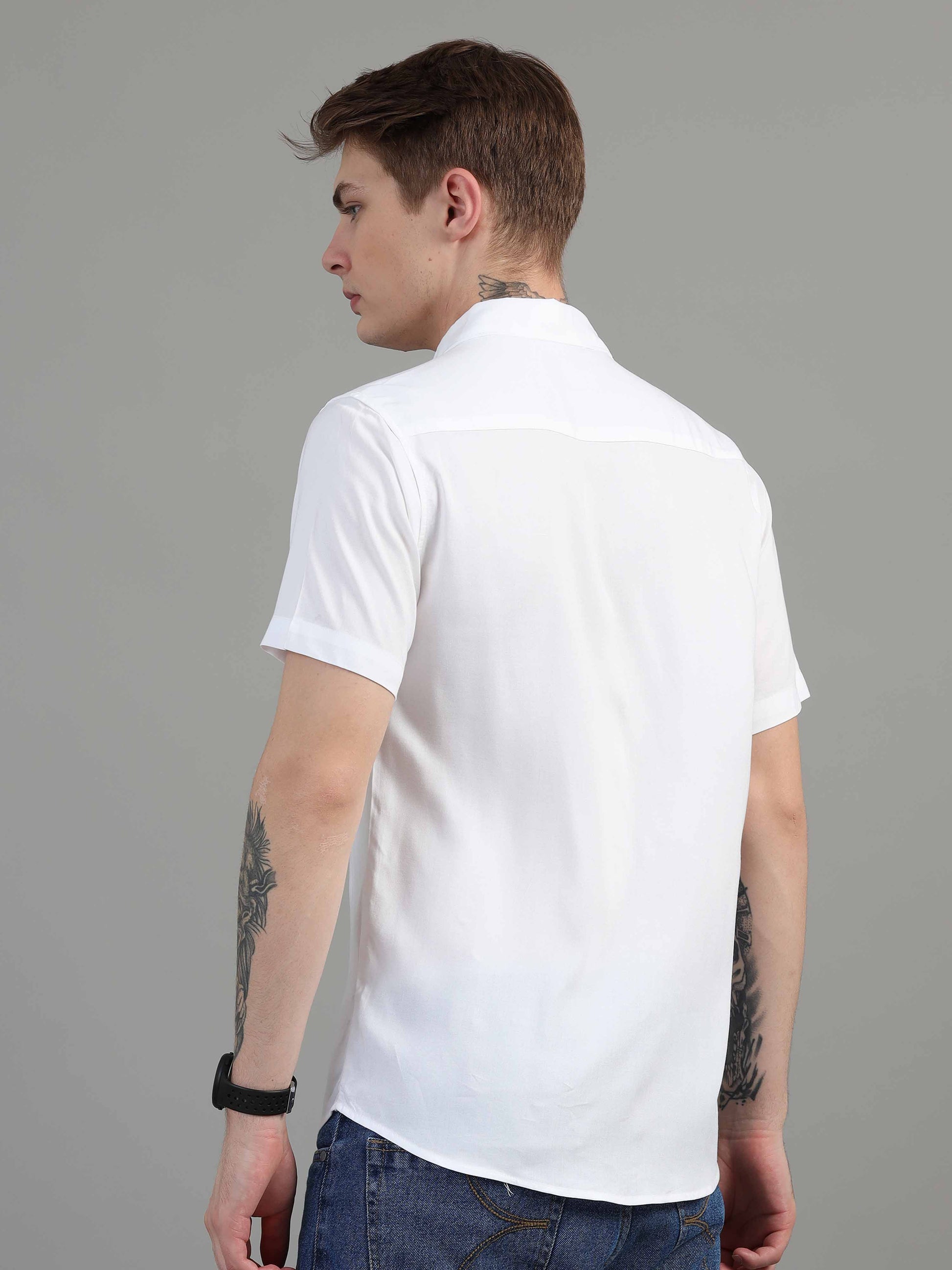 Classic White Solid Shirt for Men