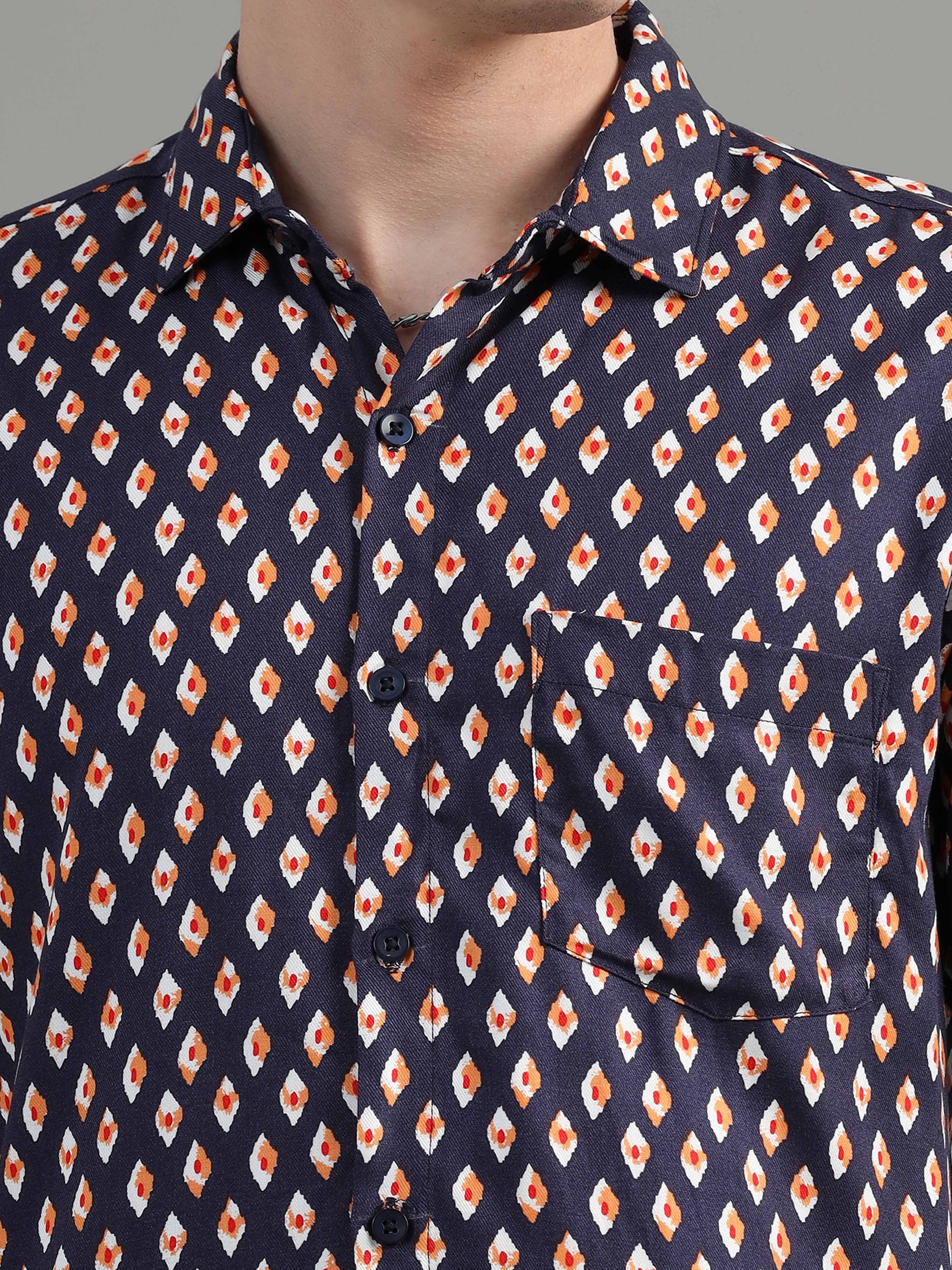 Ethnic Motifs navy print shirt for men