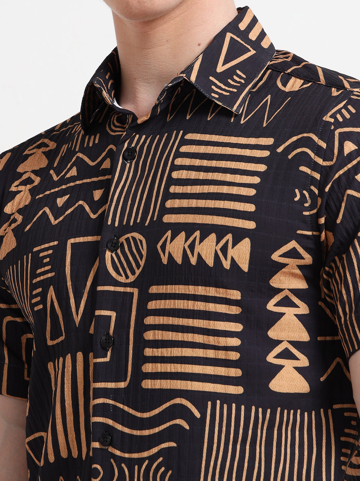 Half Sleeve Aesthetic Black Shirt for Men