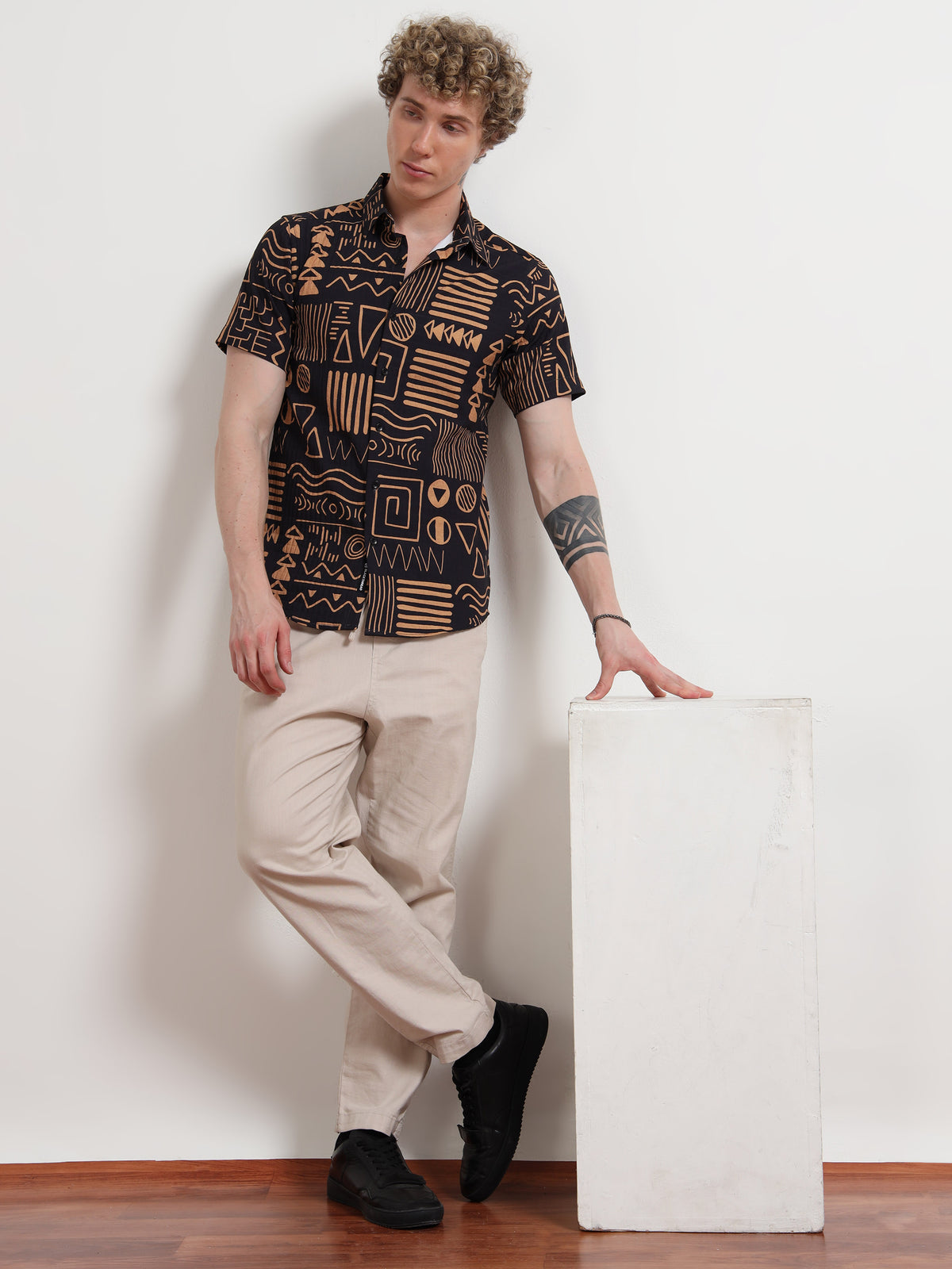 Half Sleeve Aesthetic Black Shirt for Men