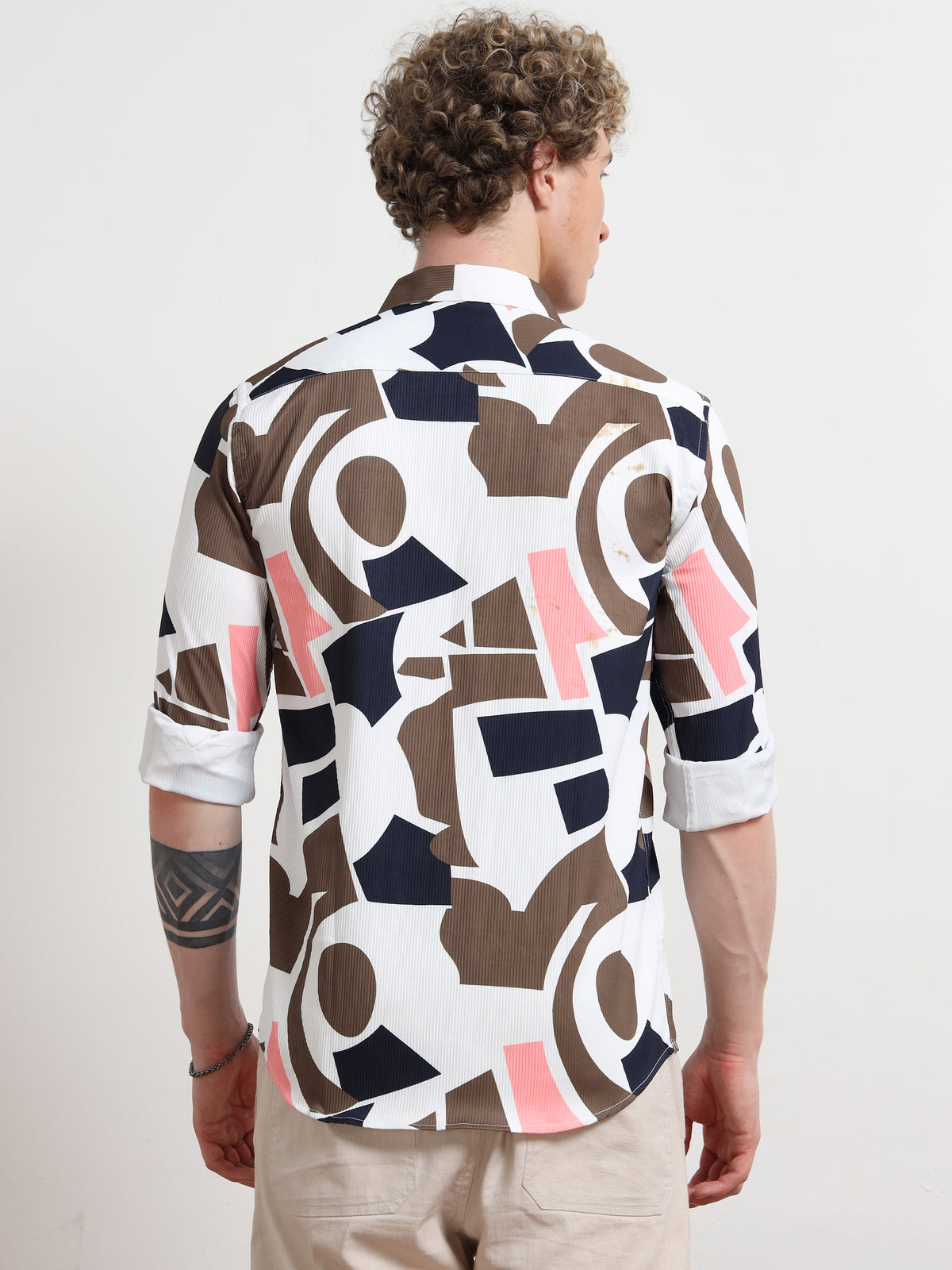 Cream Mix Full Sleeve Shirt for Men