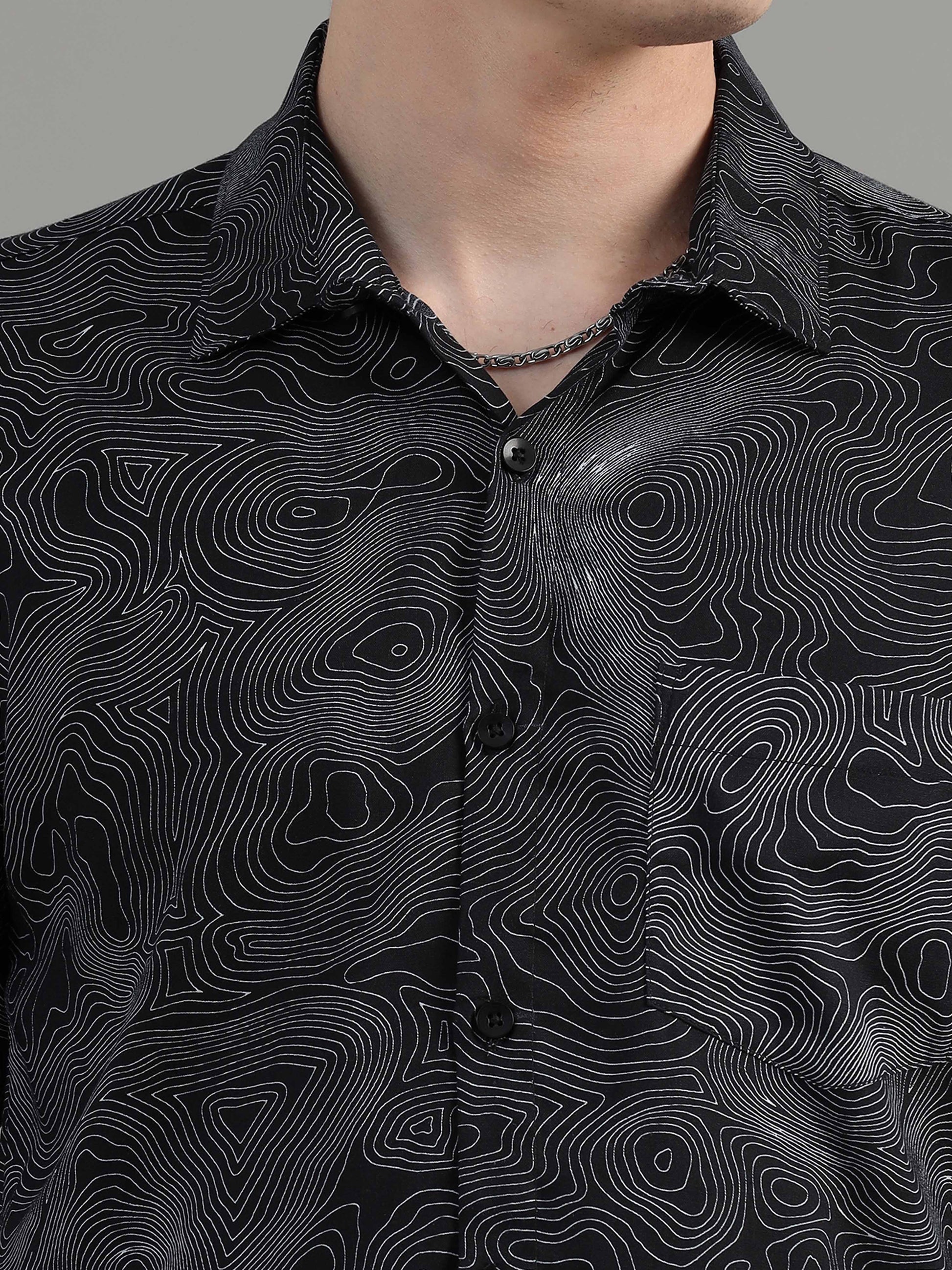  Line Art black printed shirt for men