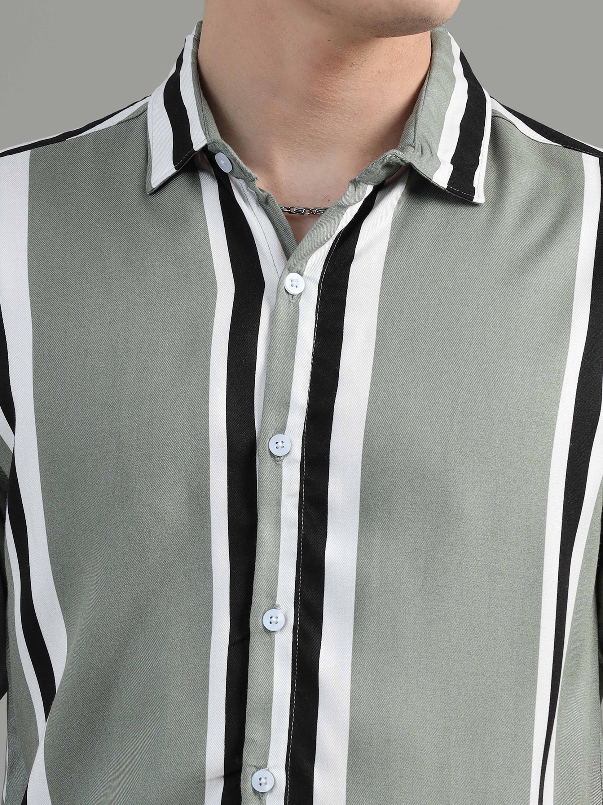 Pistachio striped shirt men