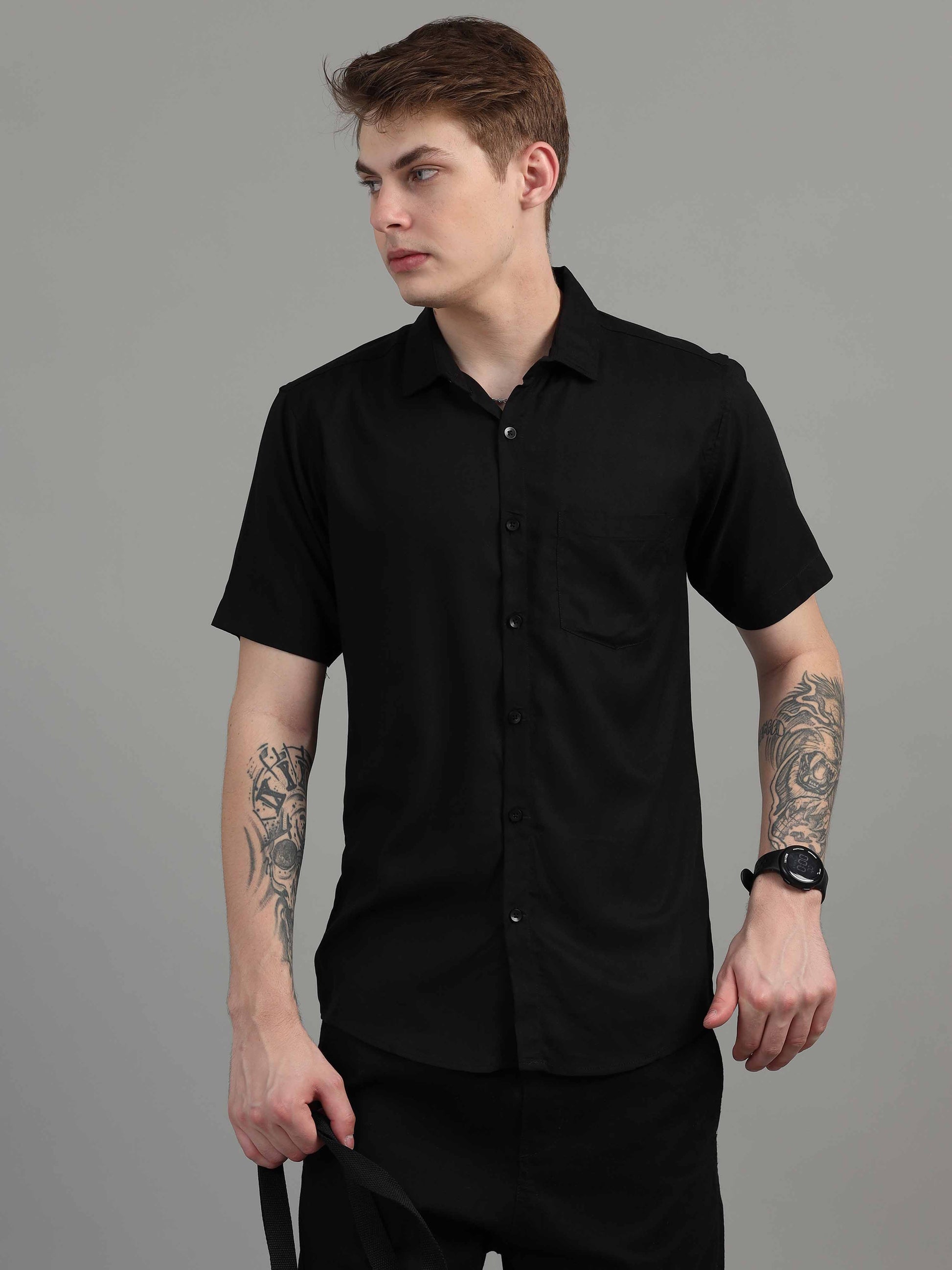 Classic Solid Black Shirt for Men