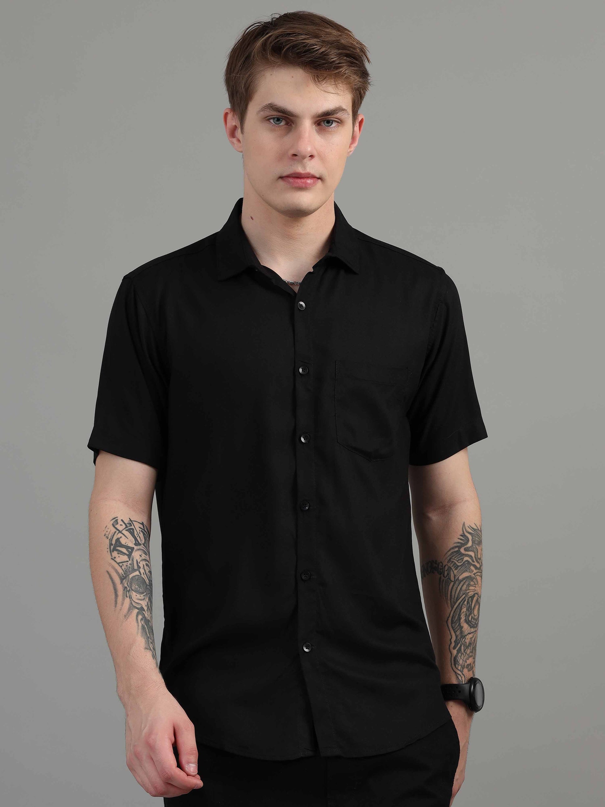 Classic Solid Black Shirt for Men