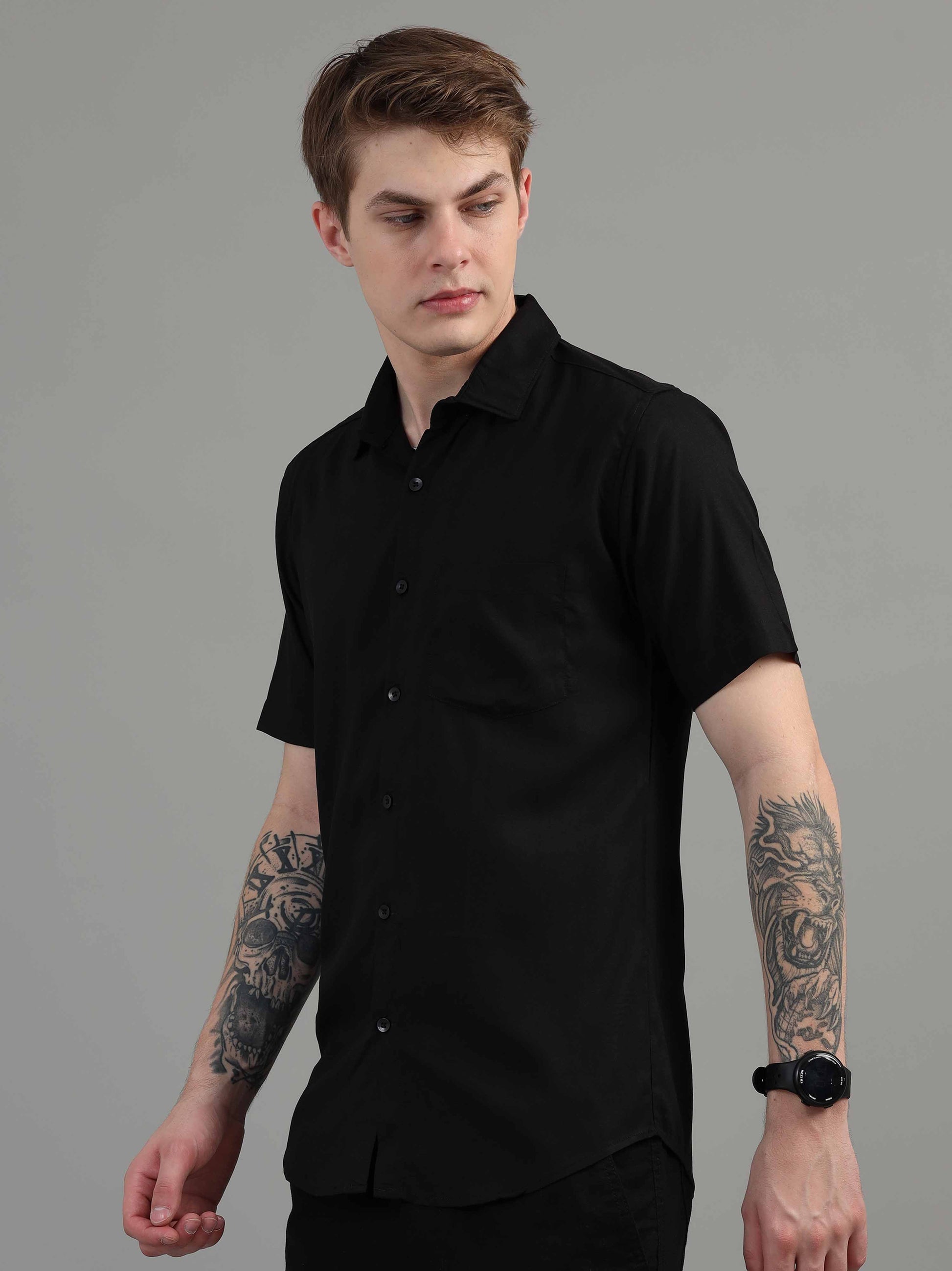 Classic Solid Black Shirt for Men