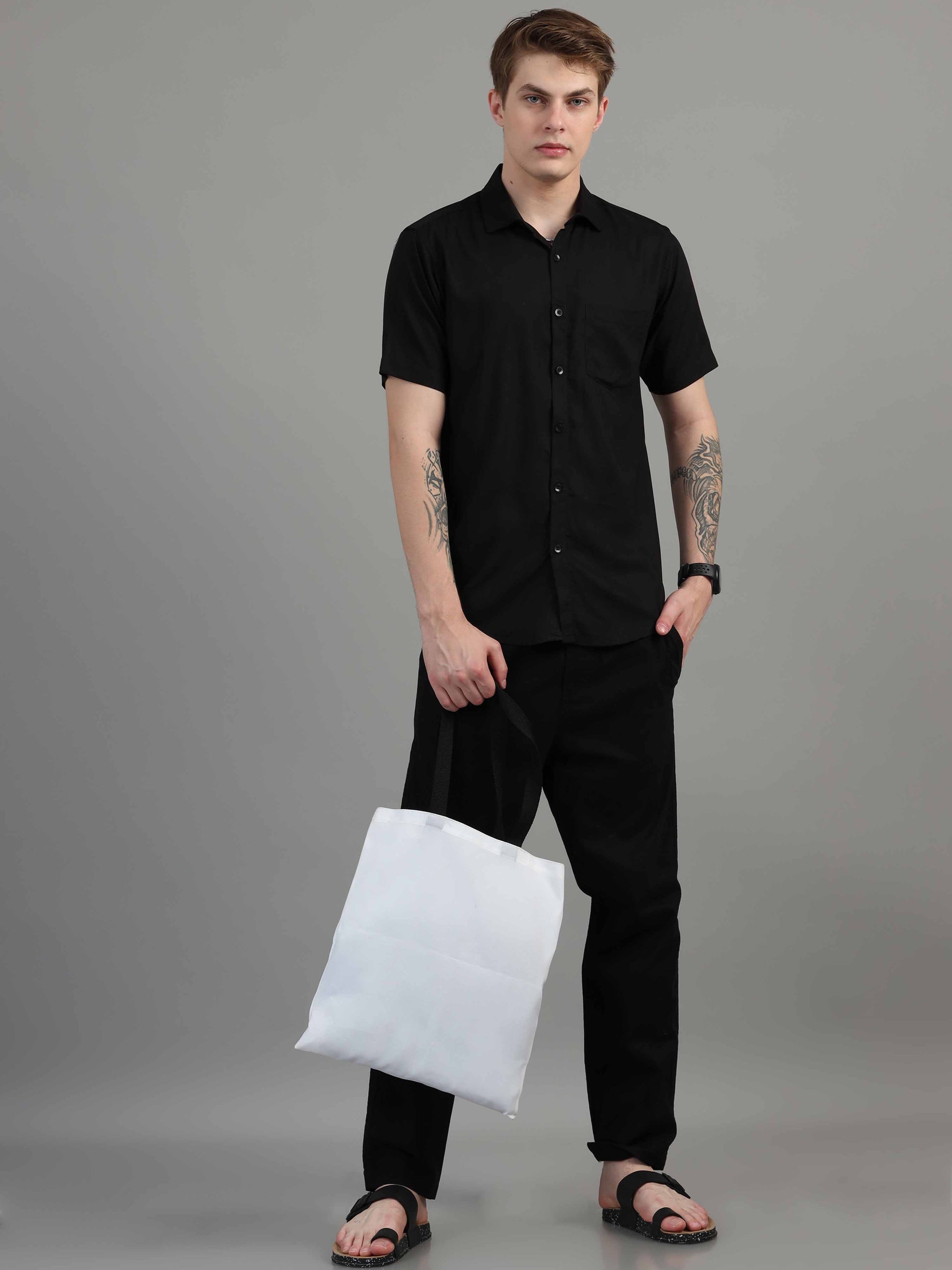 Classic Solid Black Shirt for Men