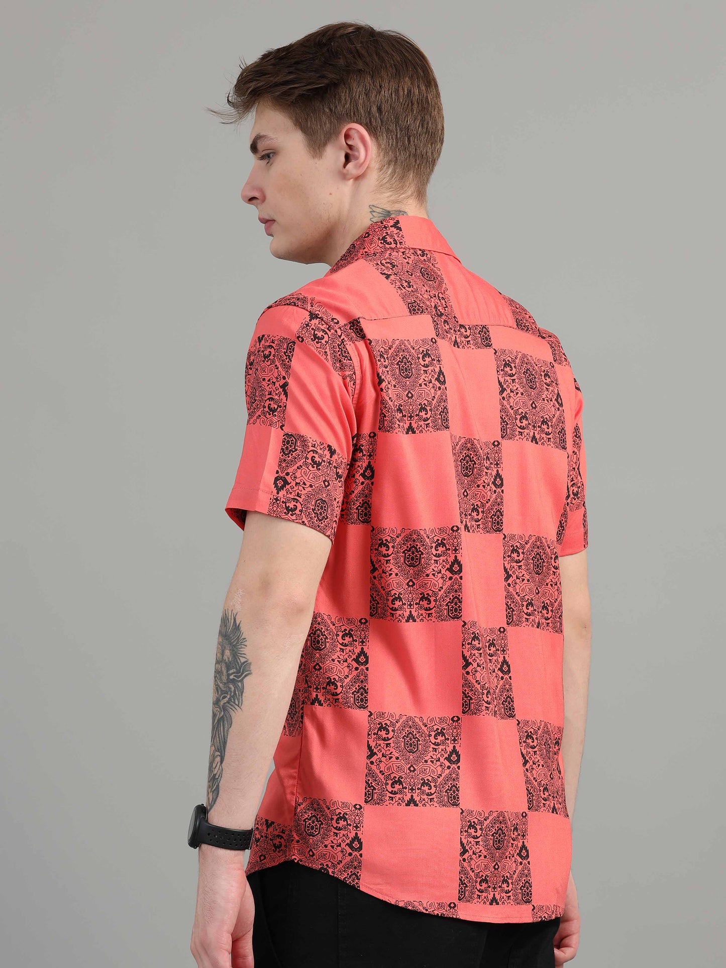 Coral printed  pink colour shirt for men