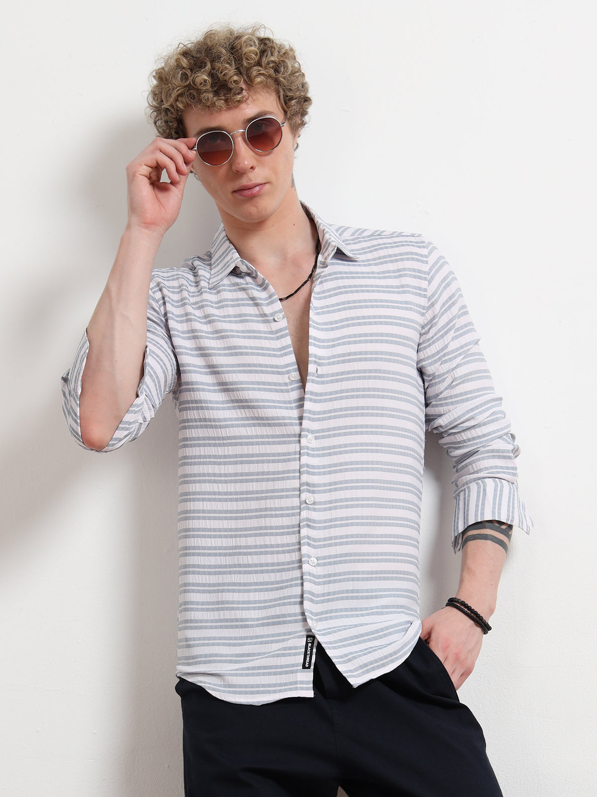 Blue Full sleeve Strips Shirts