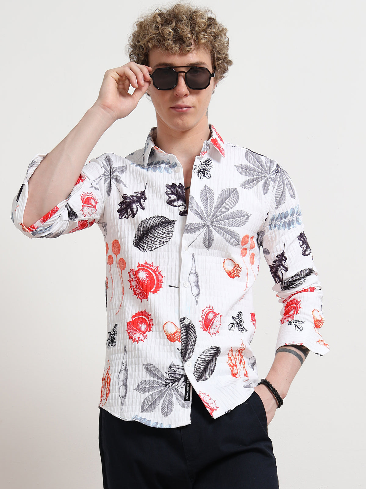 Leaf Full sleeve Poly Cotton Digital Print Shirts
