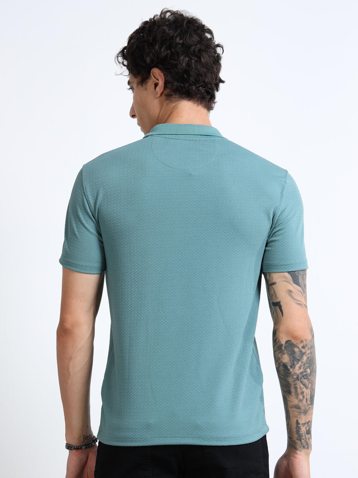 Men’s Textured Knit Polo – Seafoam Teal by Black Thread