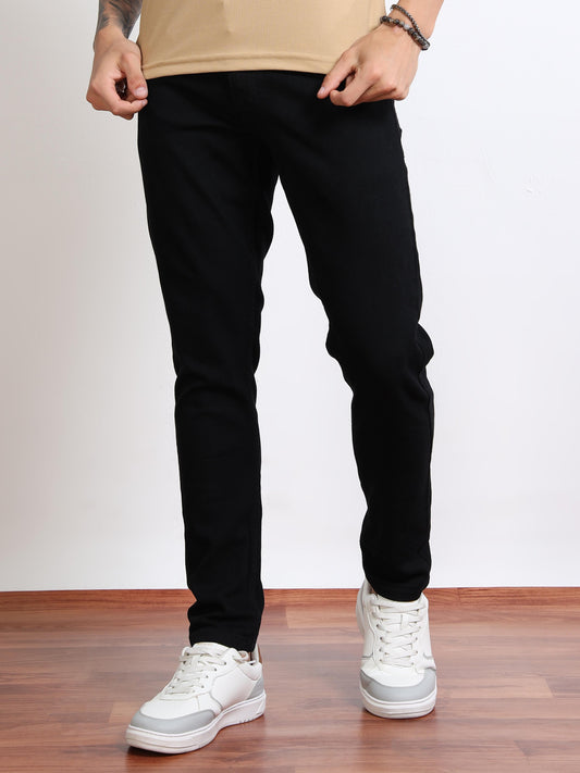 Men’s Black Slim Fit Stretch Jeans  by Black Thread