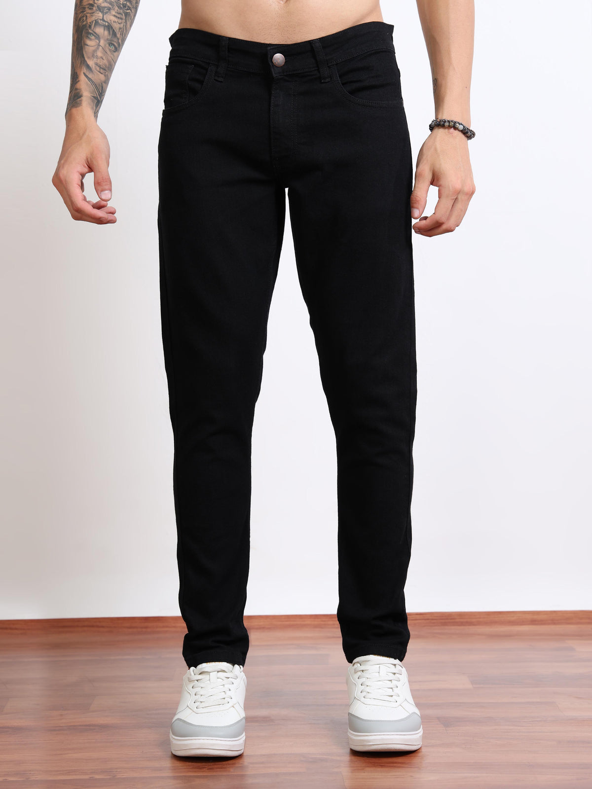 Men’s Black Slim Fit Stretch Jeans  by Black Thread