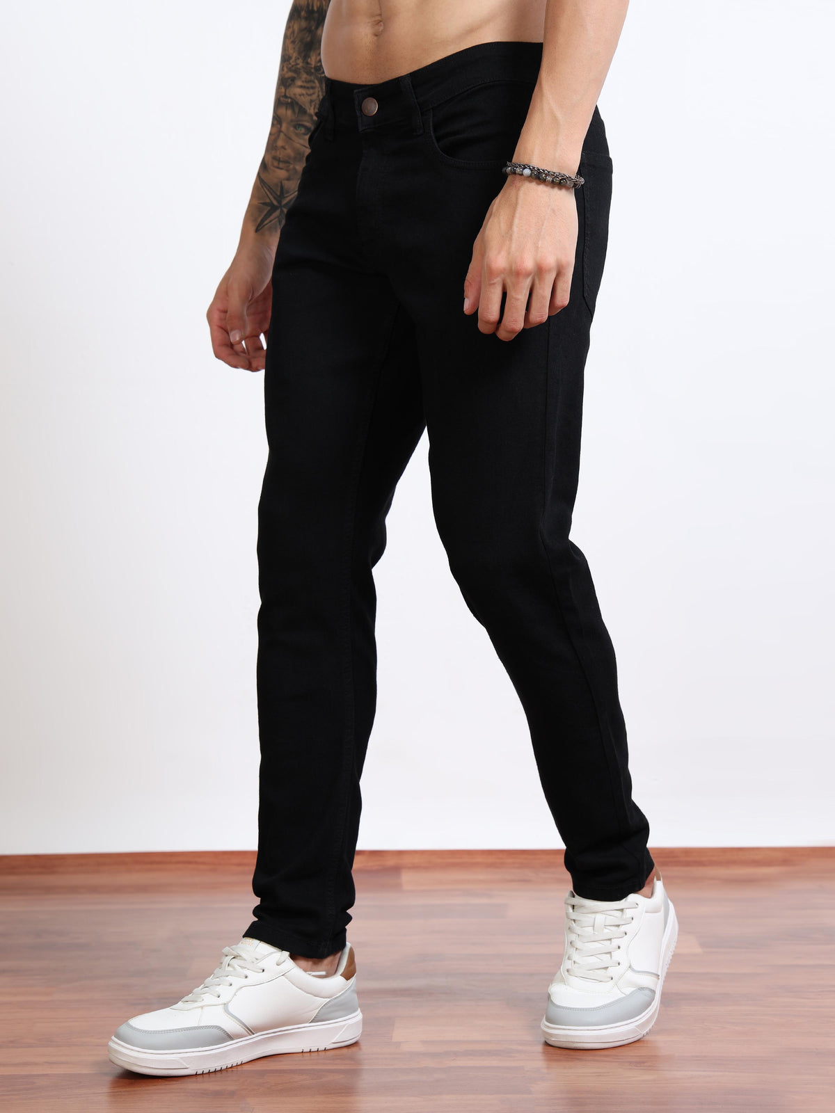 Men’s Black Slim Fit Stretch Jeans  by Black Thread