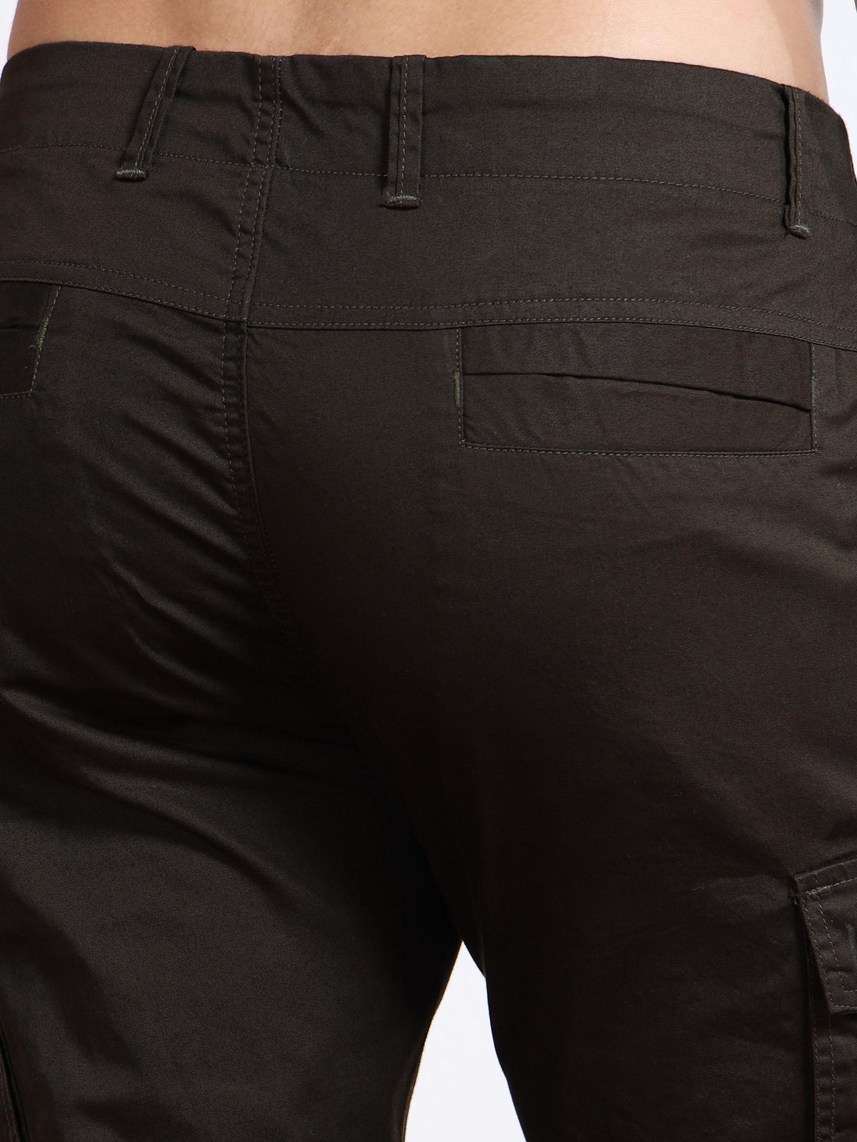 Men’s Dark Green Stretch Cargo Pants by Black Thread