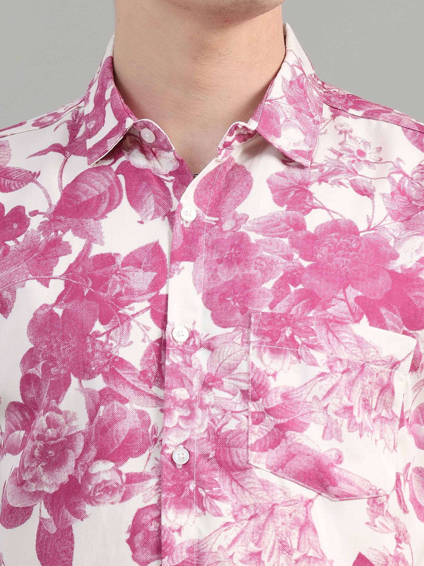 printed Pink Floral  Shirt for men