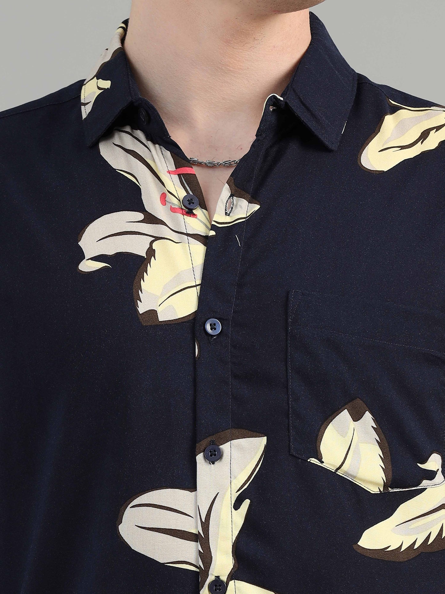 Floral Printed solid navy blue shirt Shirt for men