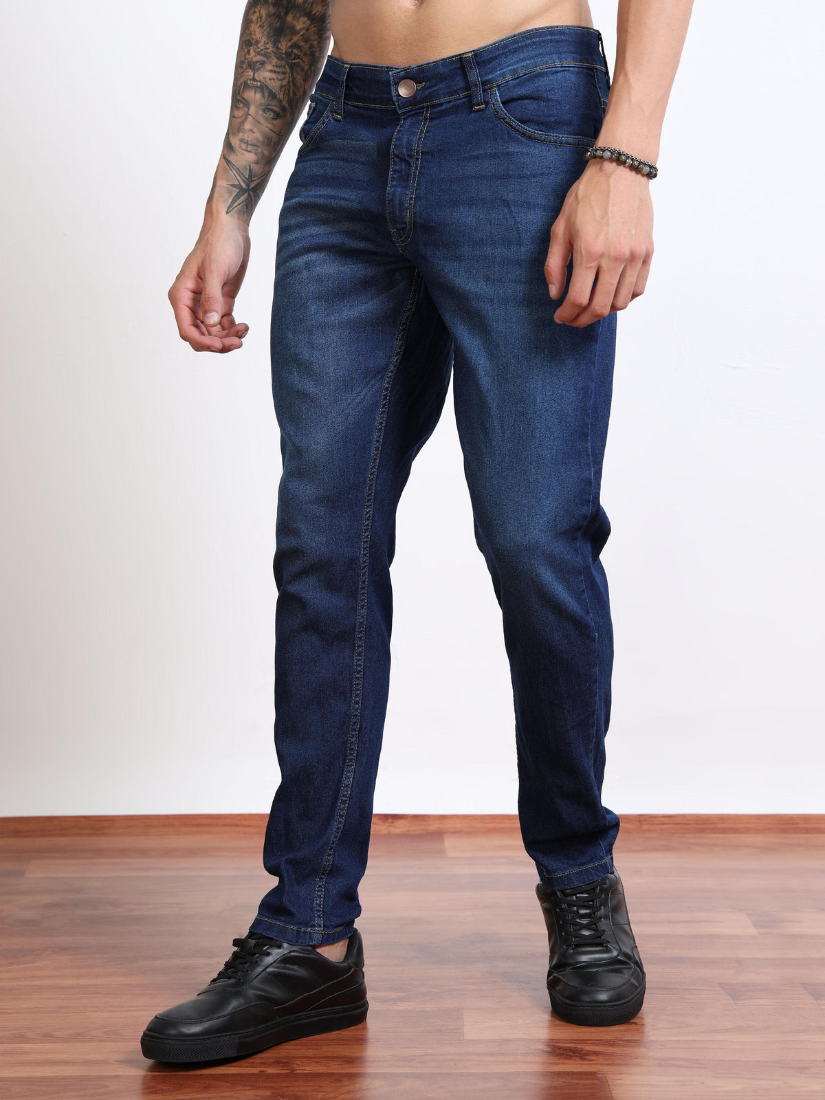 Men’s Slim Fit Blue Washed Jeans by Black Thread