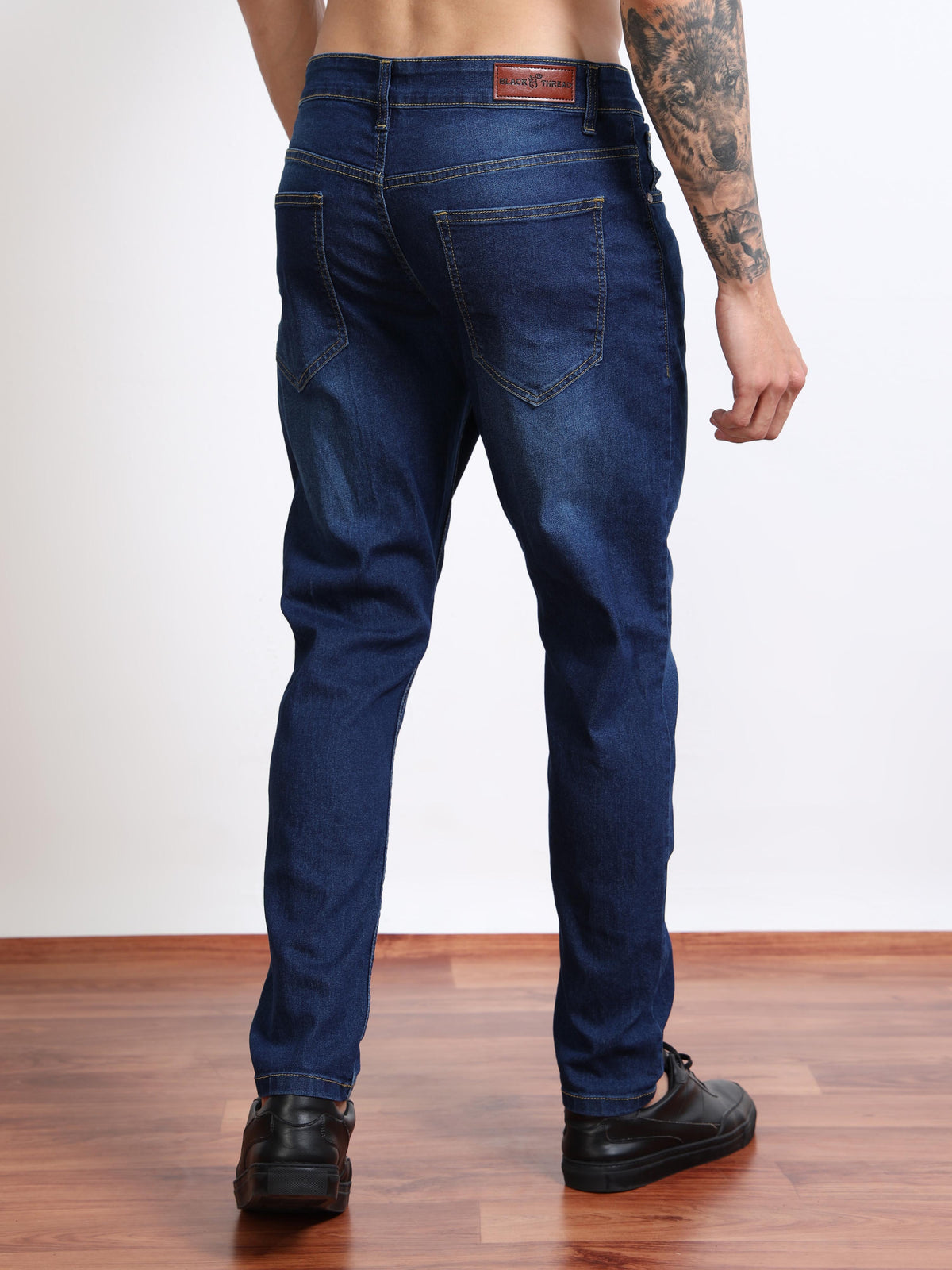 Men’s Slim Fit Blue Washed Jeans by Black Thread