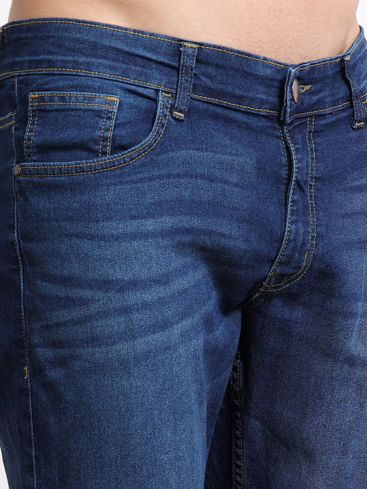 Men’s Slim Fit Blue Washed Jeans by Black Thread