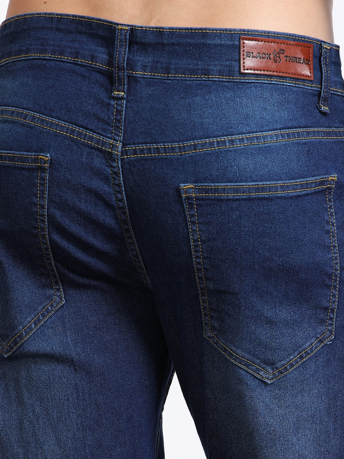 Men’s Slim Fit Blue Washed Jeans by Black Thread