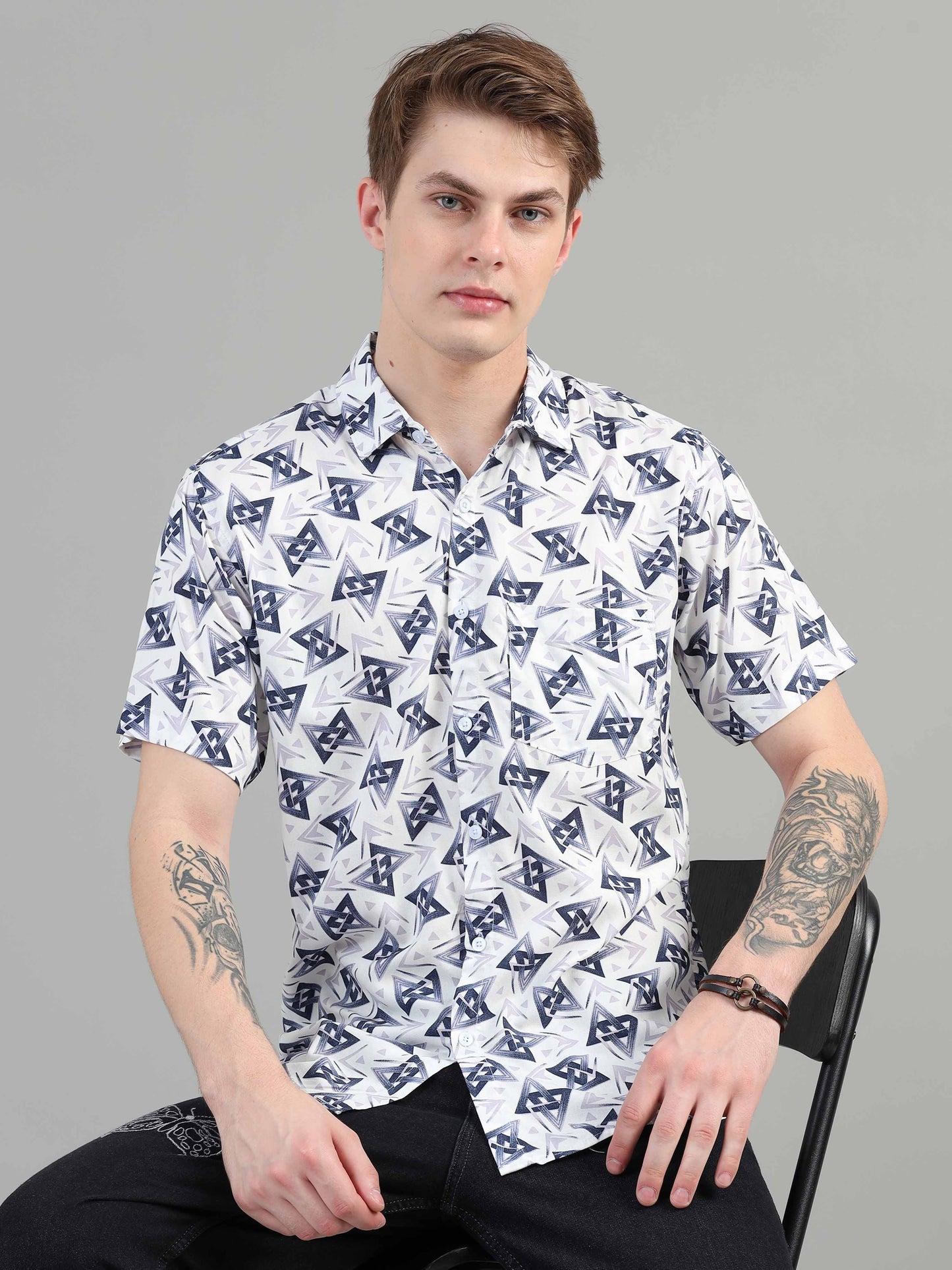 Linked Geometrical Printed Shirt for men