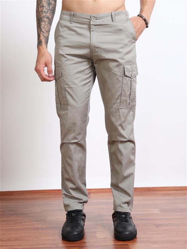 Men’s Slim Fit Beige Cargo Pants by Black Thread