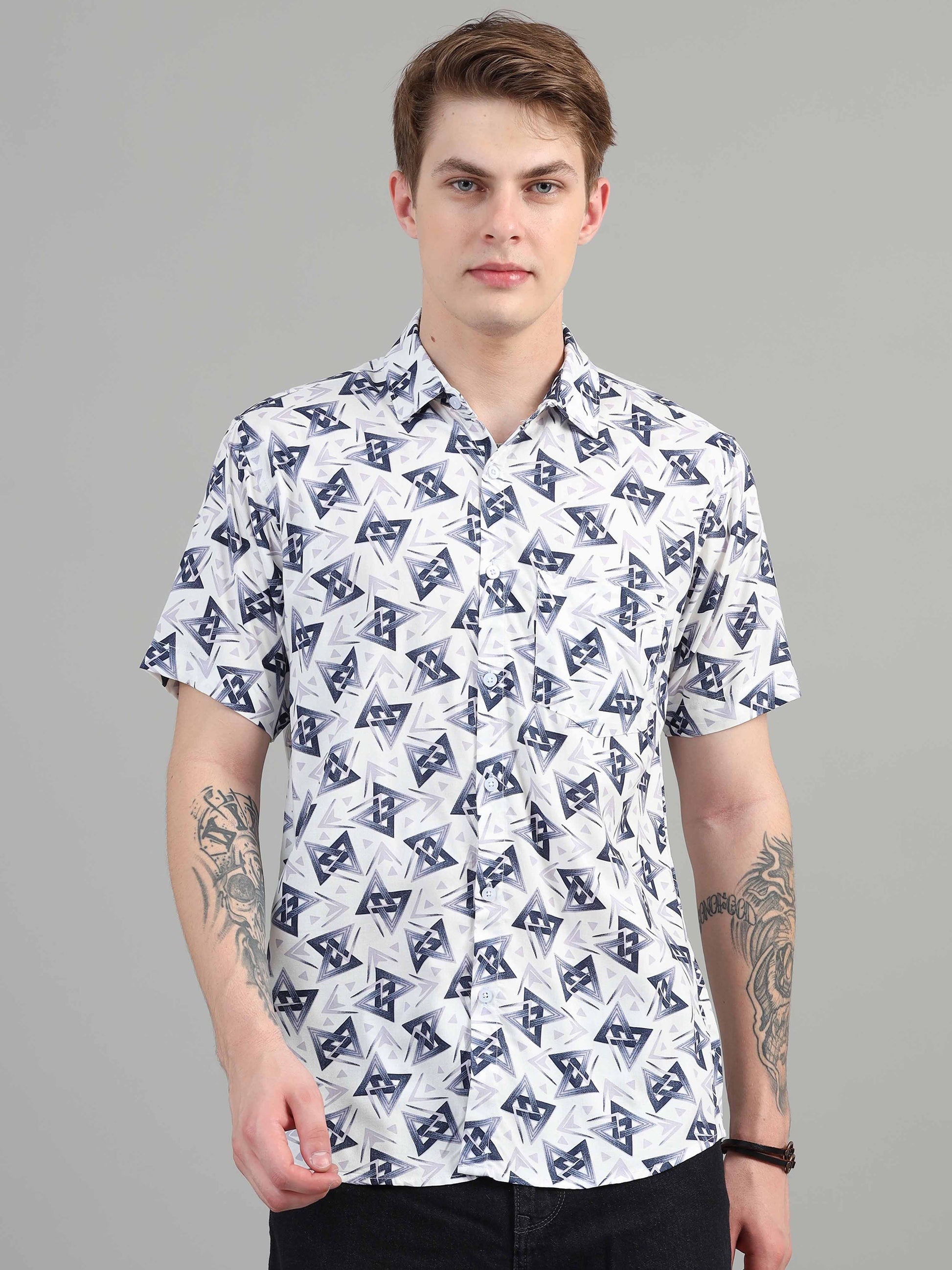 Linked Geometrical Printed Shirt for men