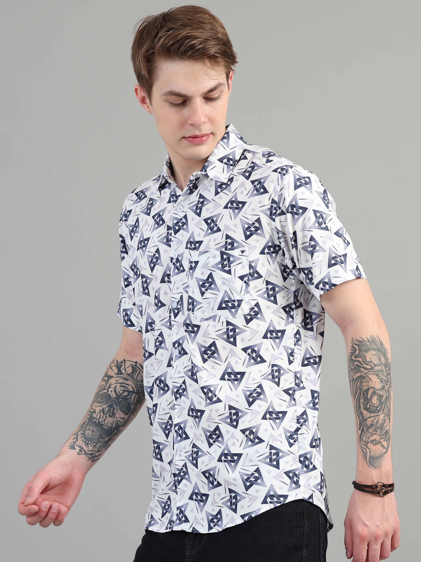 Linked Geometrical Printed Shirt for men