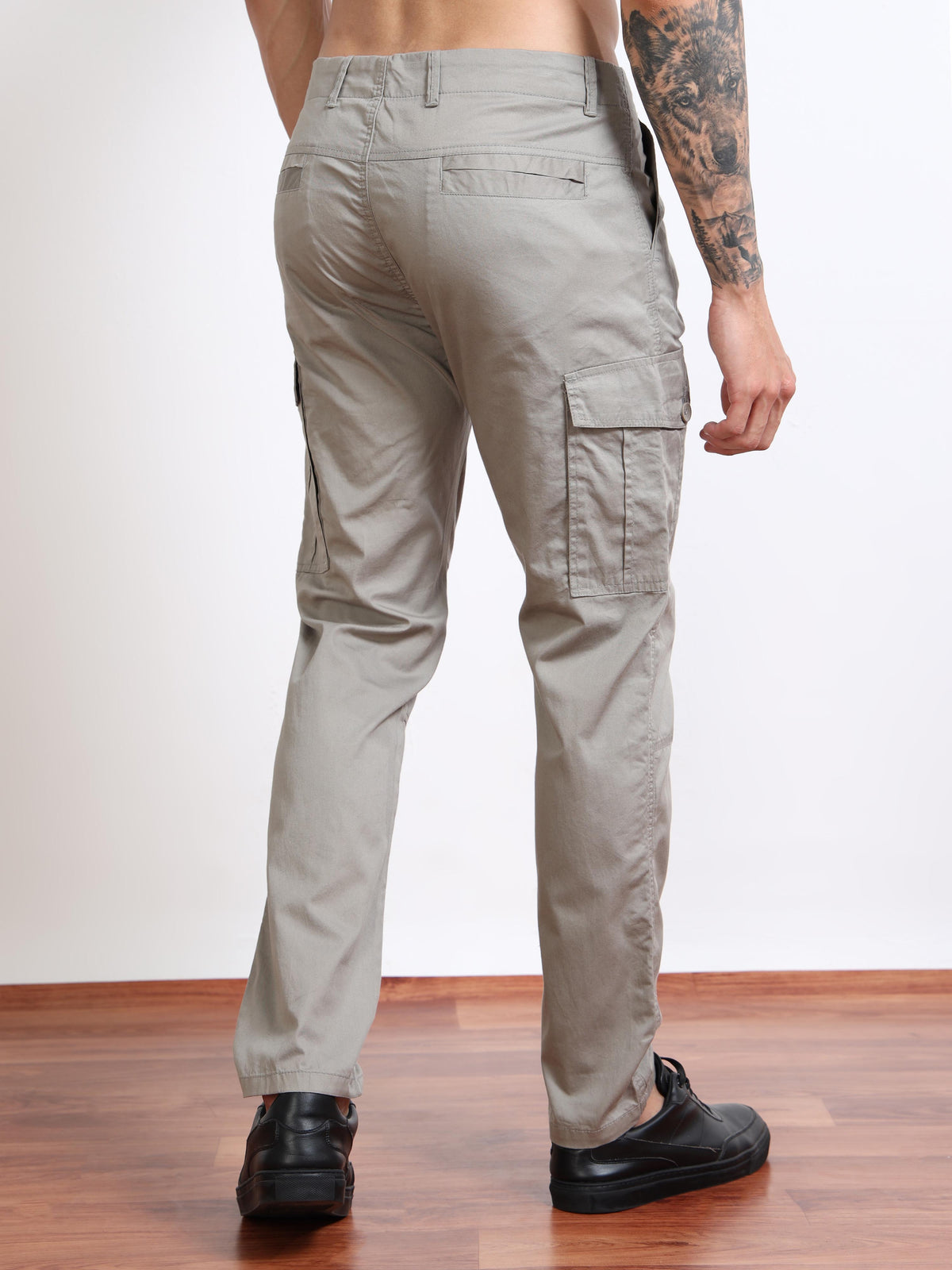 Men’s Slim Fit Beige Cargo Pants by Black Thread