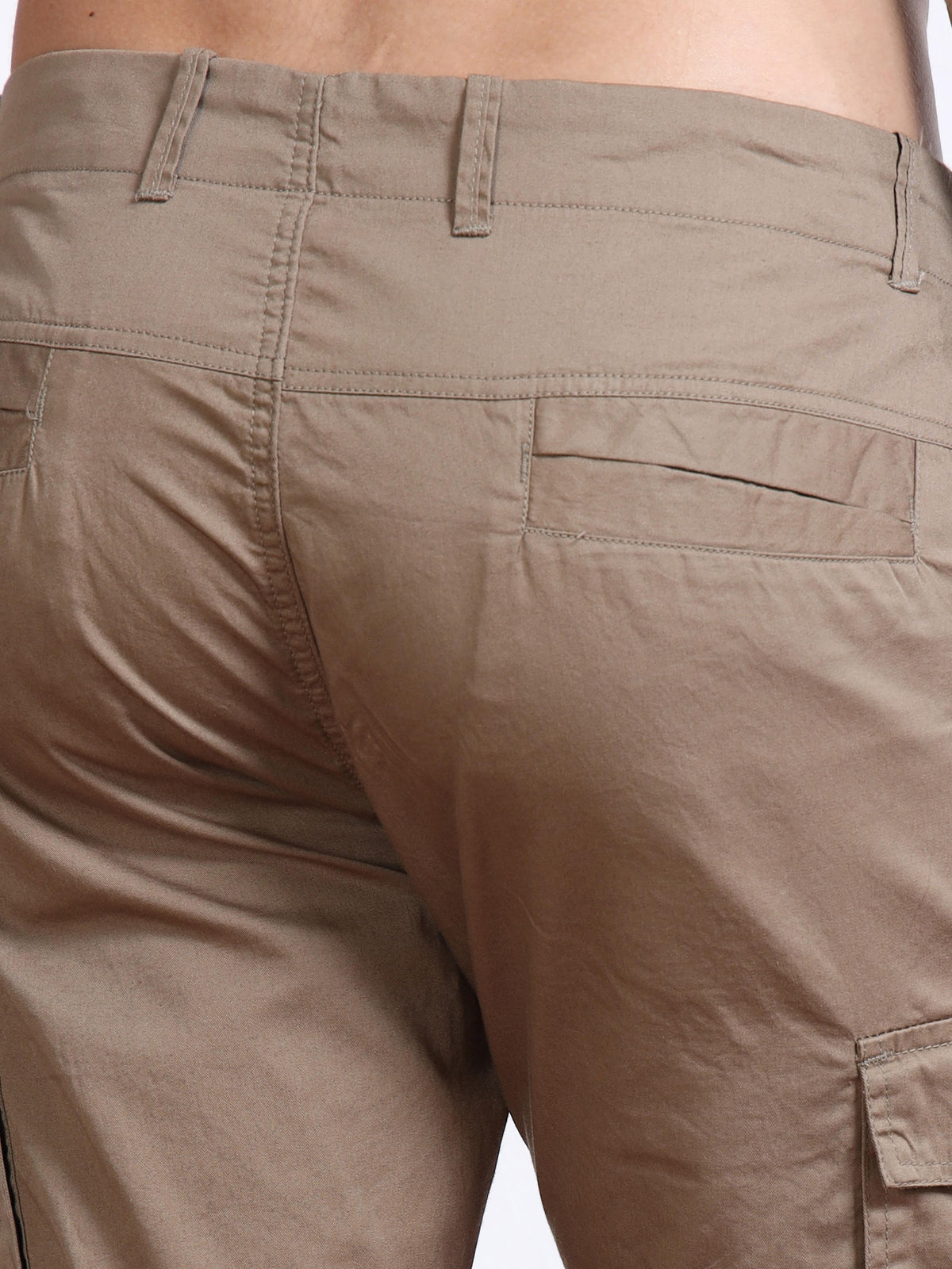 Men’s Straight Fit Brown Cargo Pants by Black Thread