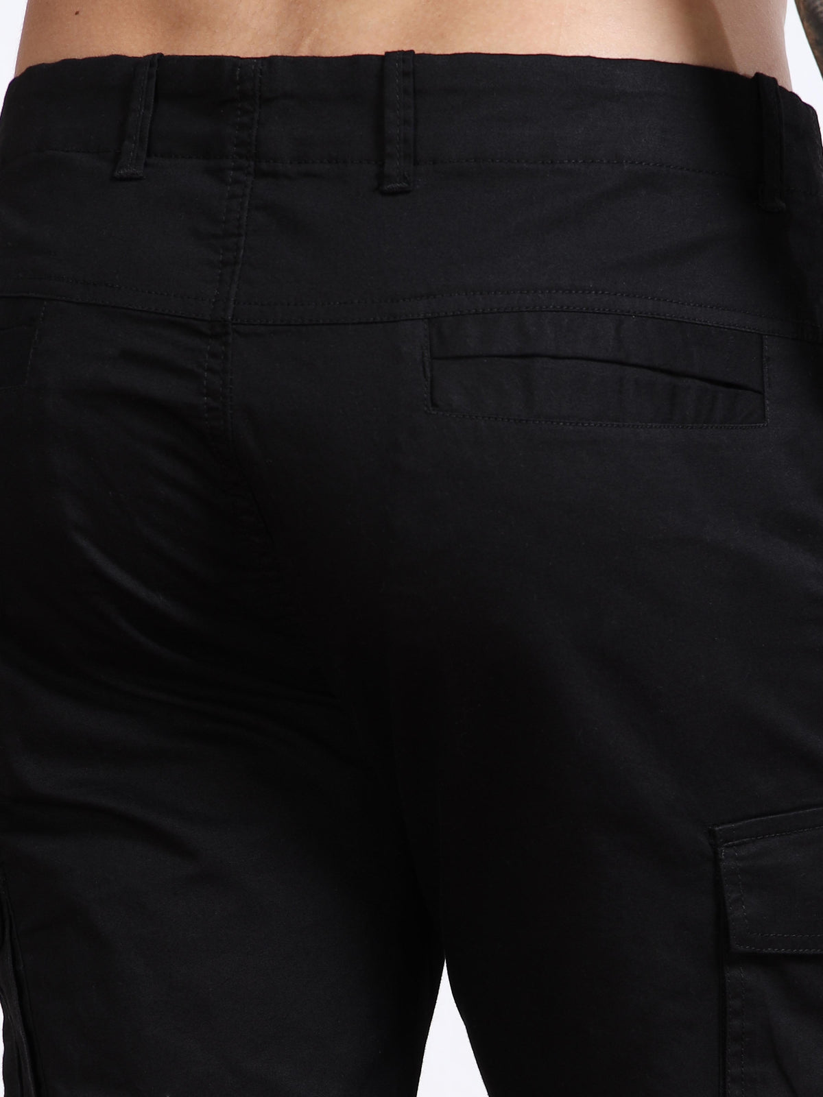Men’s Straight Fit Black Cargo Pants by Black Thread