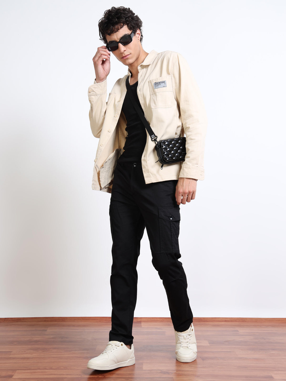 Men’s Straight Fit Black Cargo Pants by Black Thread