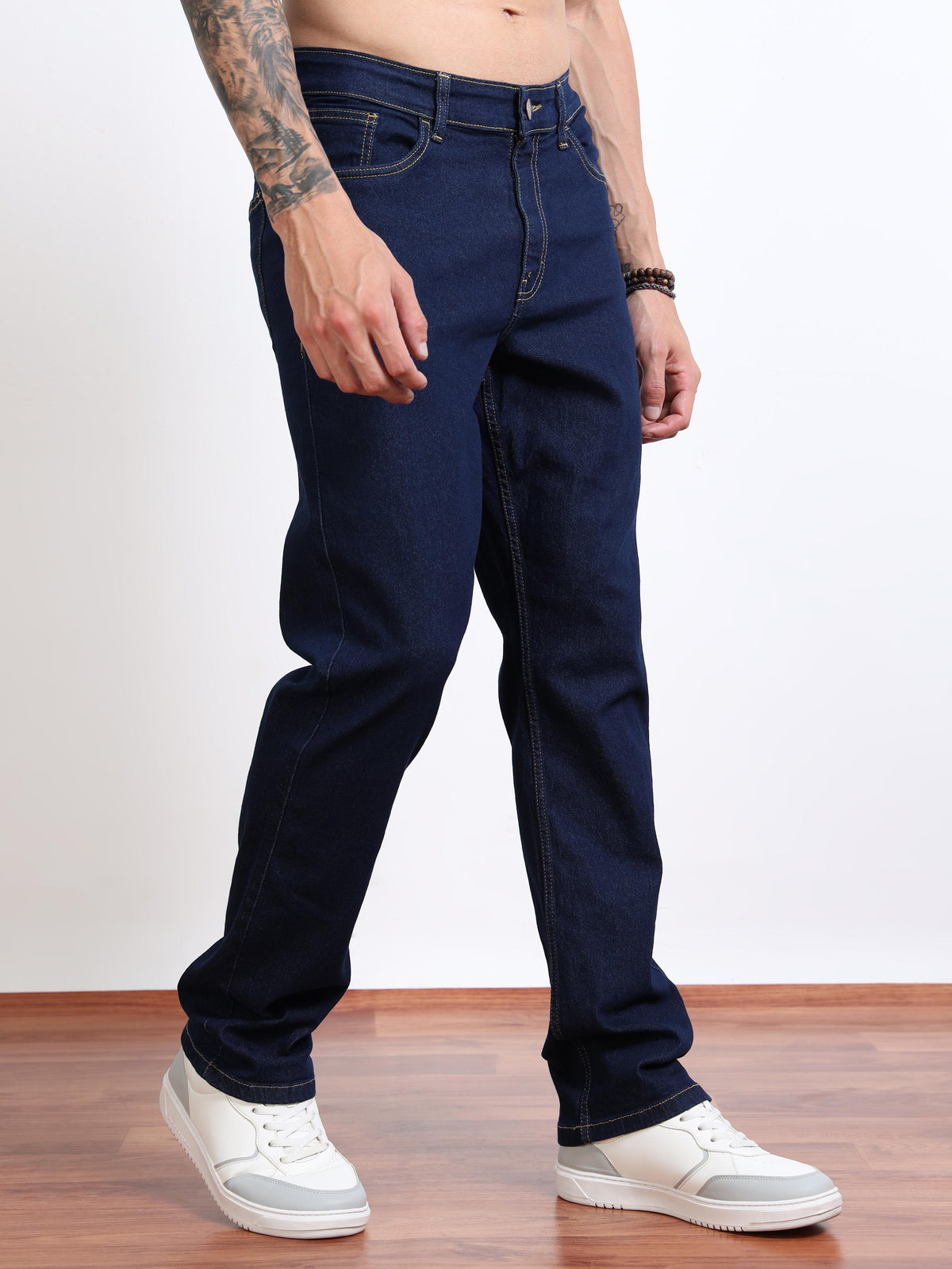 Men’s Indigo Blue Straight Fit Jeans by Black Thread