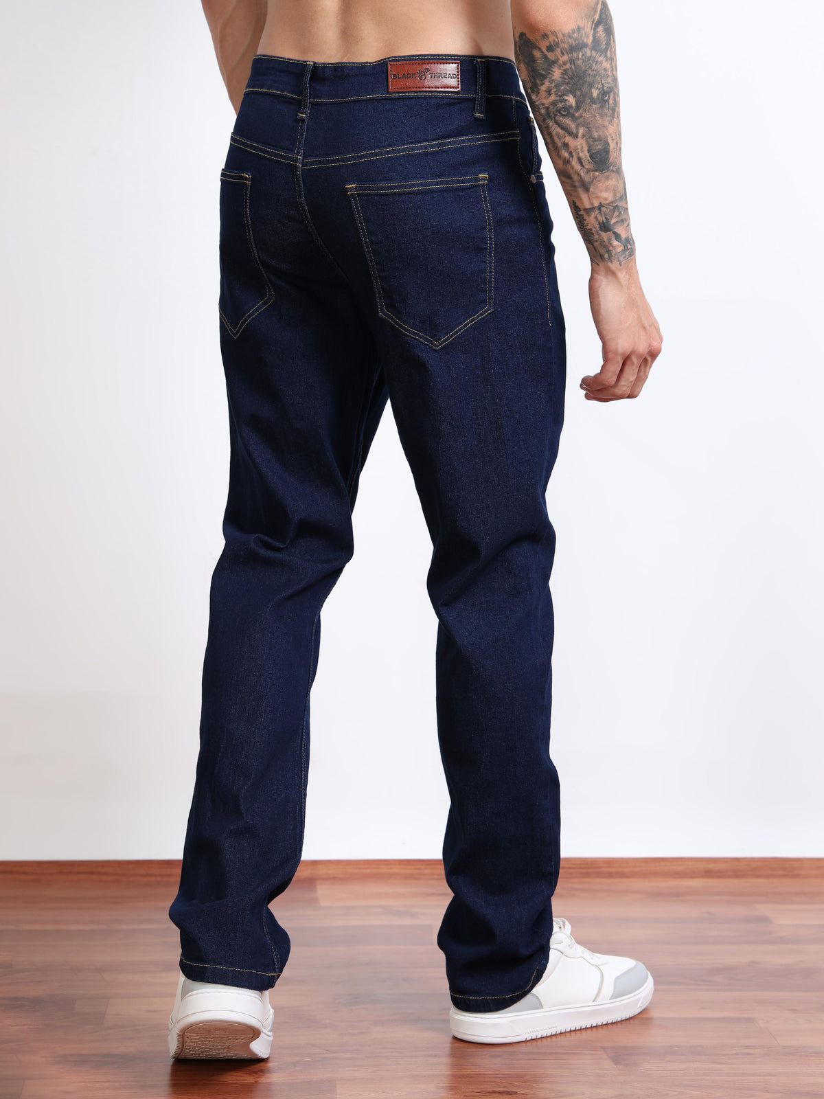 Men’s Indigo Blue Straight Fit Jeans by Black Thread