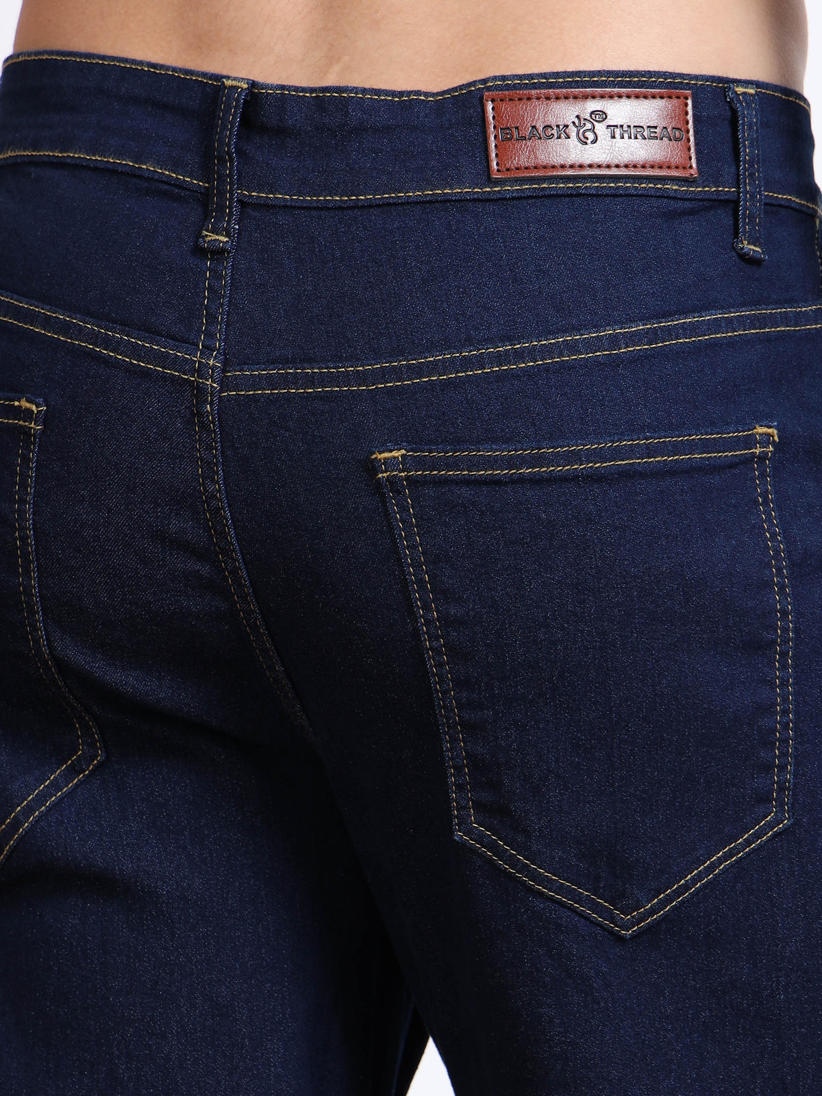 Men’s Indigo Blue Straight Fit Jeans by Black Thread