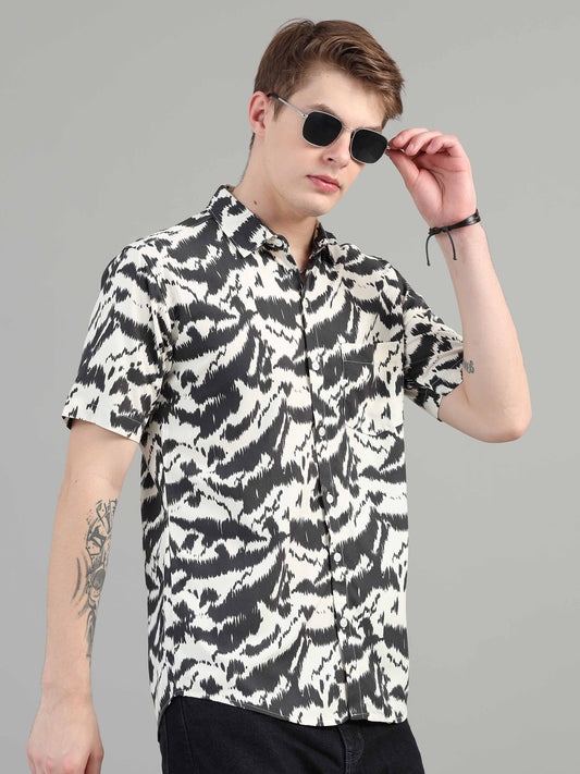 Abstract black printed shirt for men