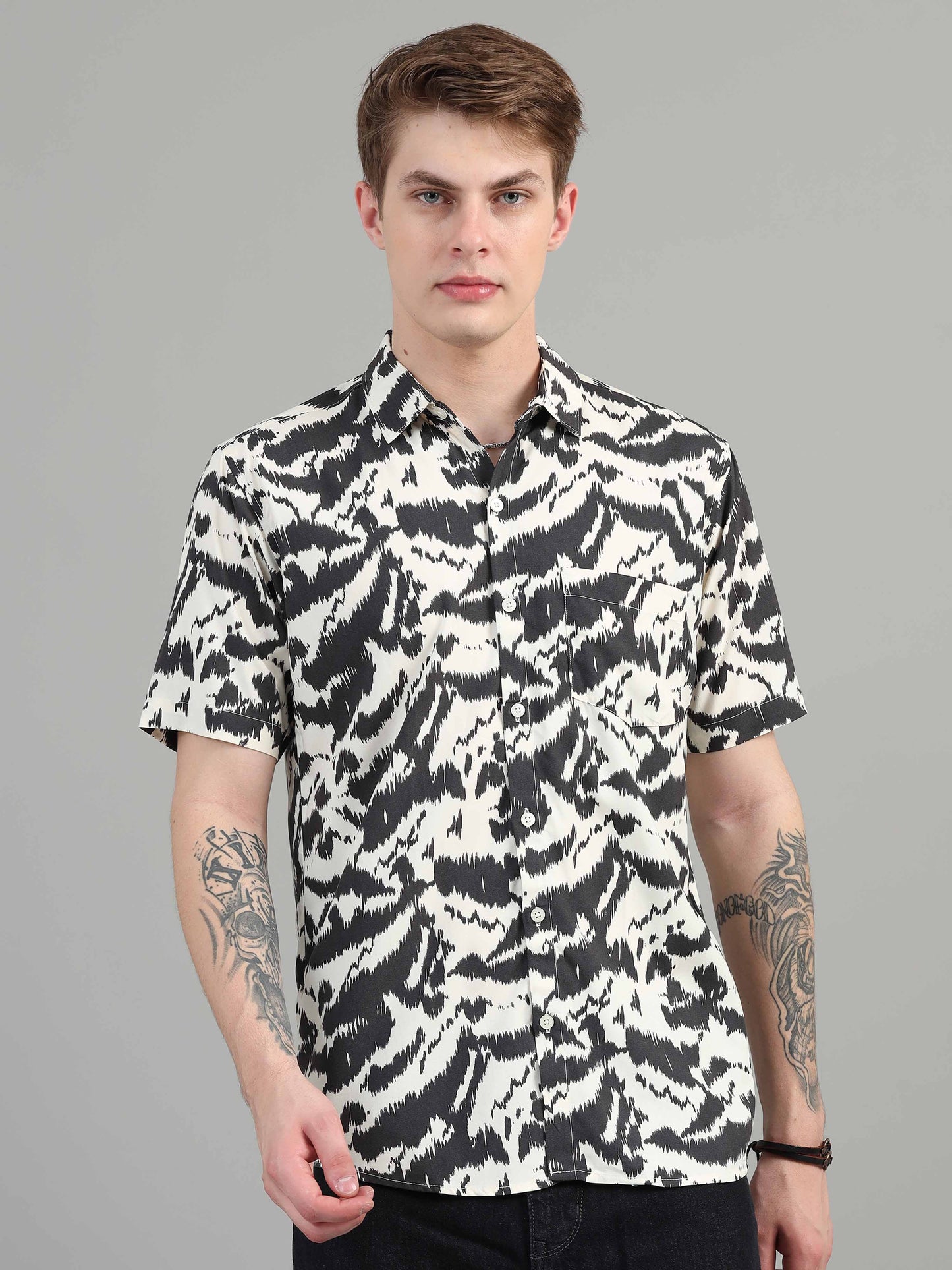 Abstract black printed shirt for men