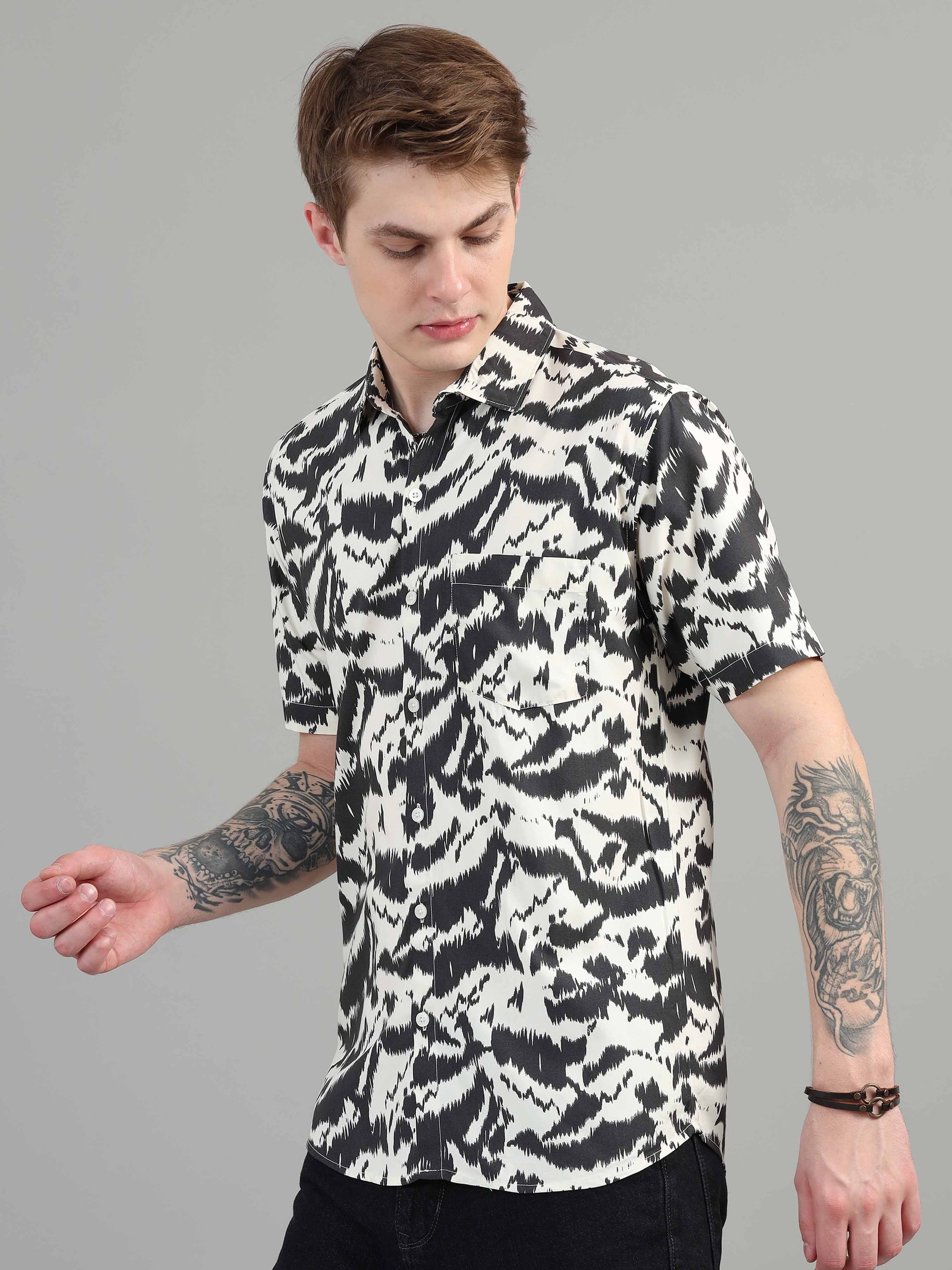 Abstract black printed shirt for men