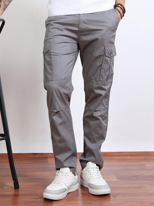 Men’s Slim Fit Grey Cargo Pants by Black Thread