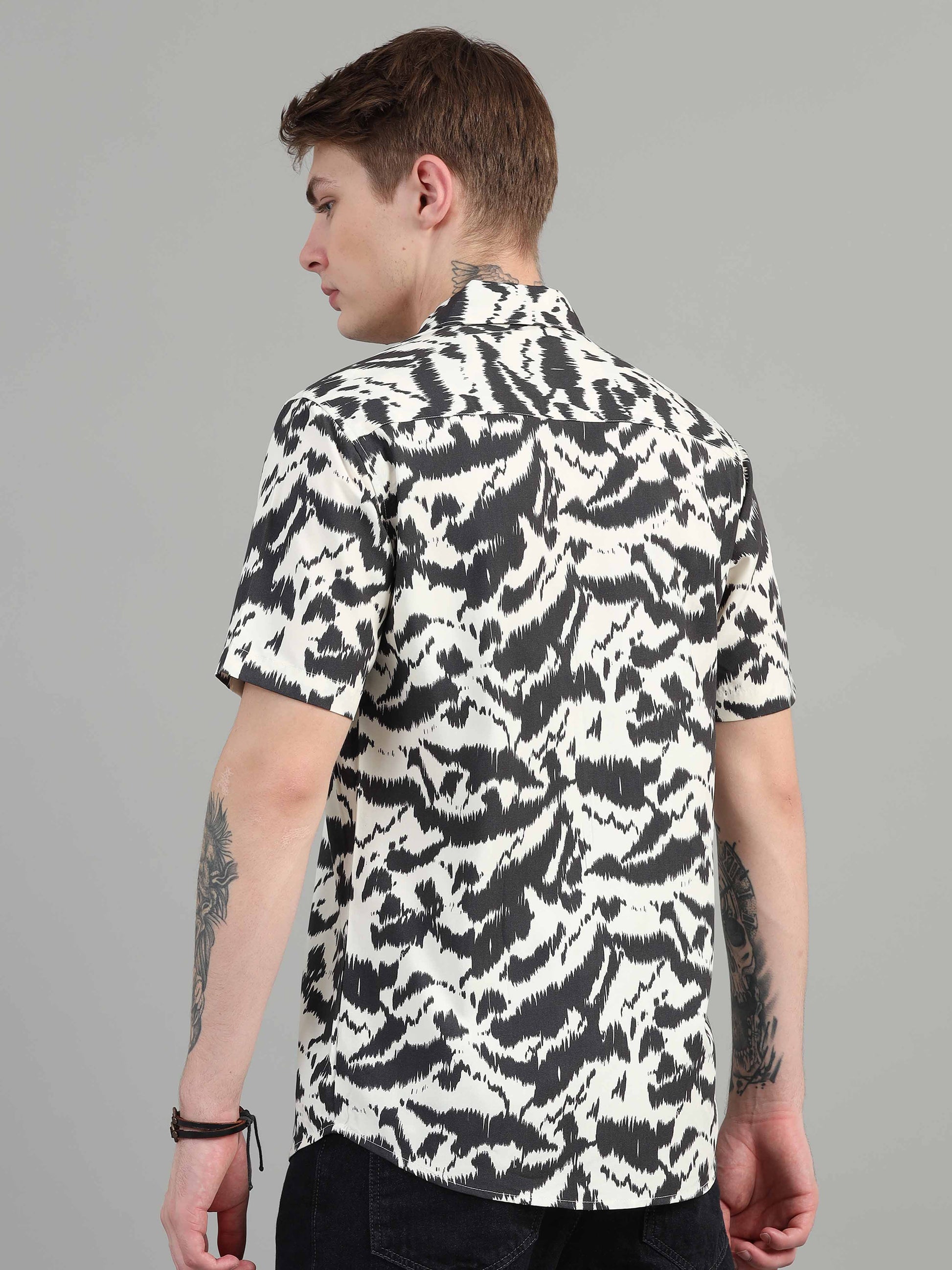 Abstract black printed shirt for men